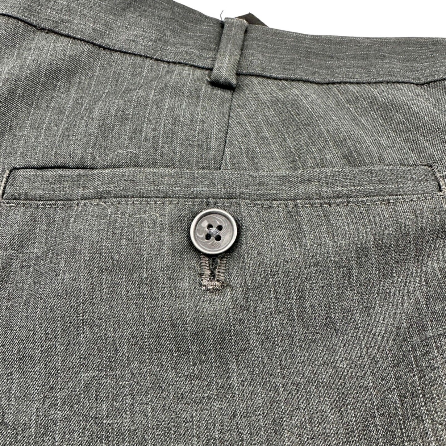 Van Heusen Mens Gray Pinstripe Dress Pants 40x30 Flat Front