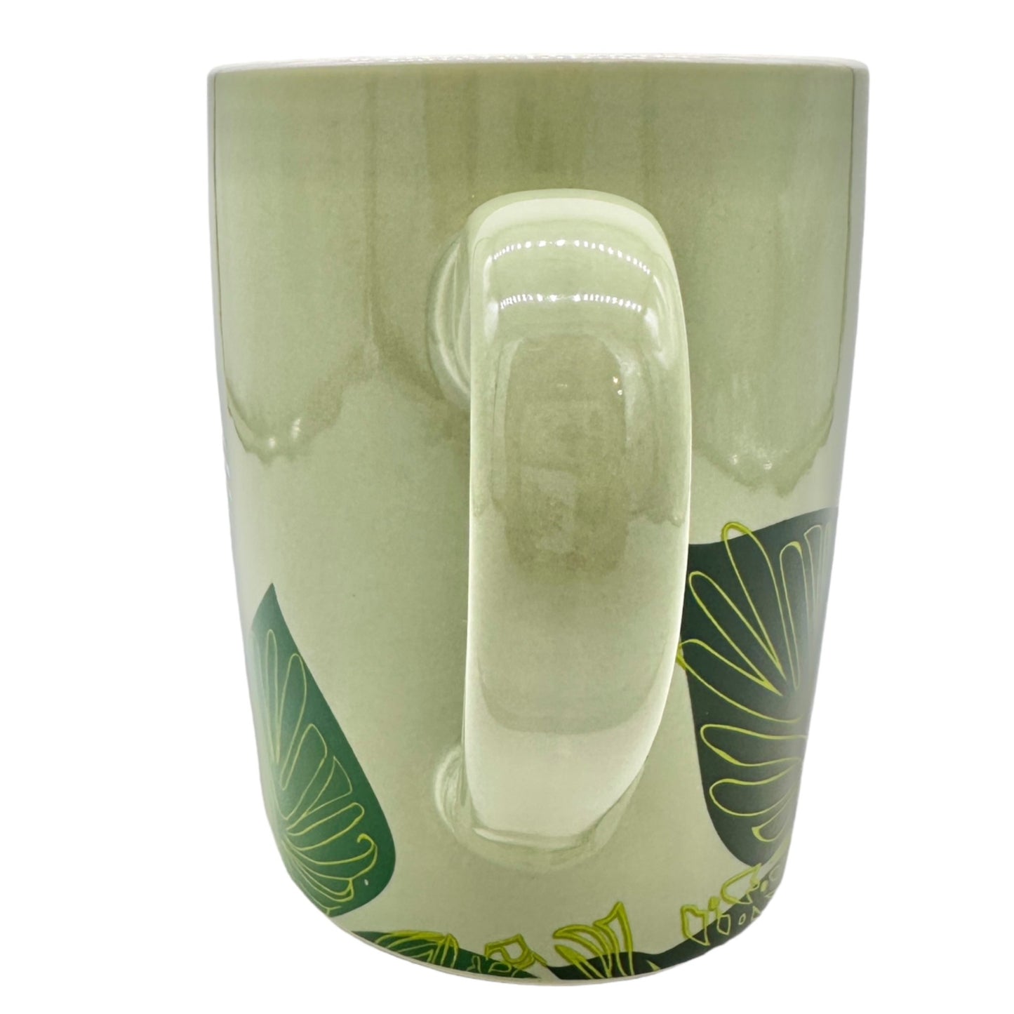 Starbucks Ceramic Mug Tropical Leaf Design Green Shades 10 fl oz