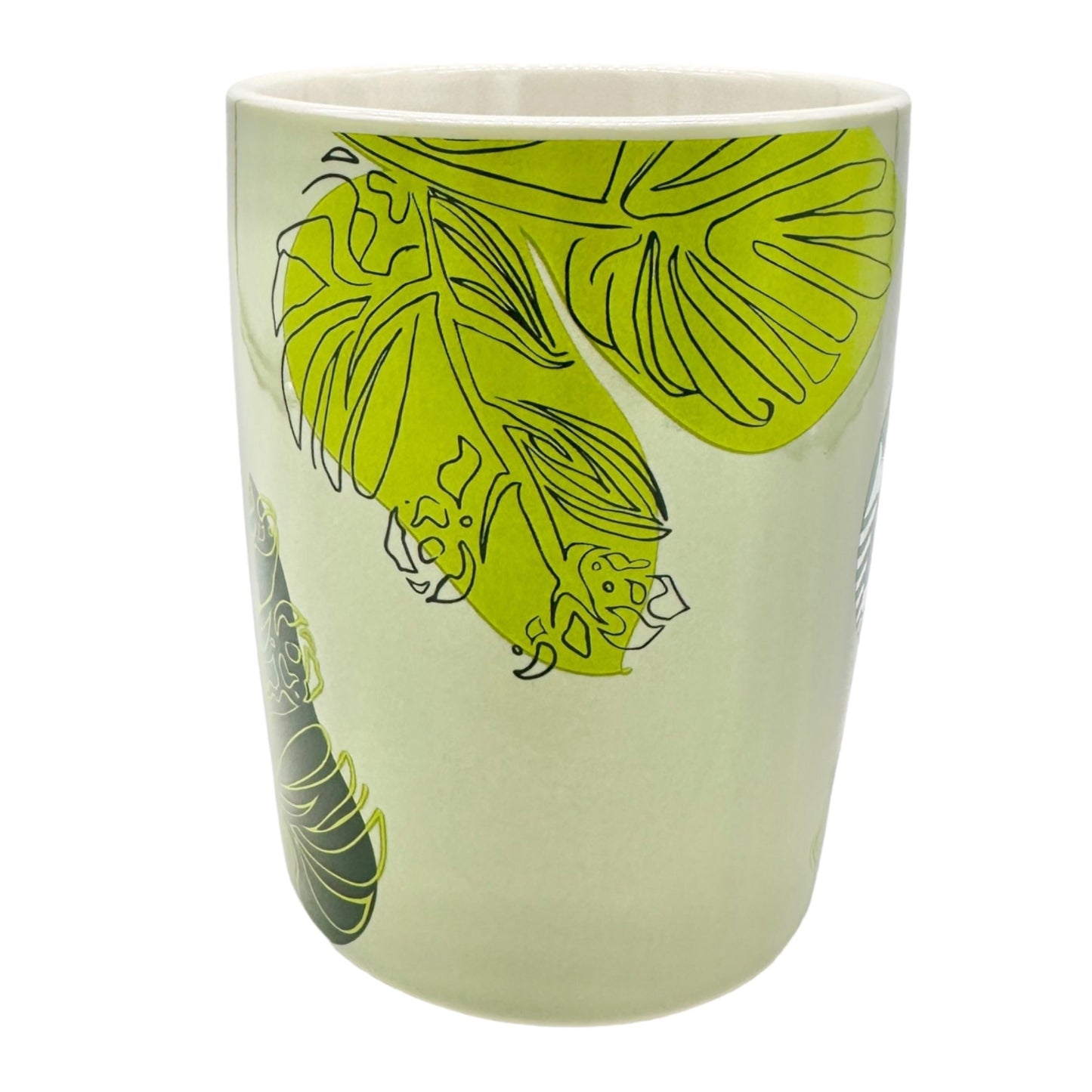 Starbucks Ceramic Mug Tropical Leaf Design Green Shades 10 fl oz