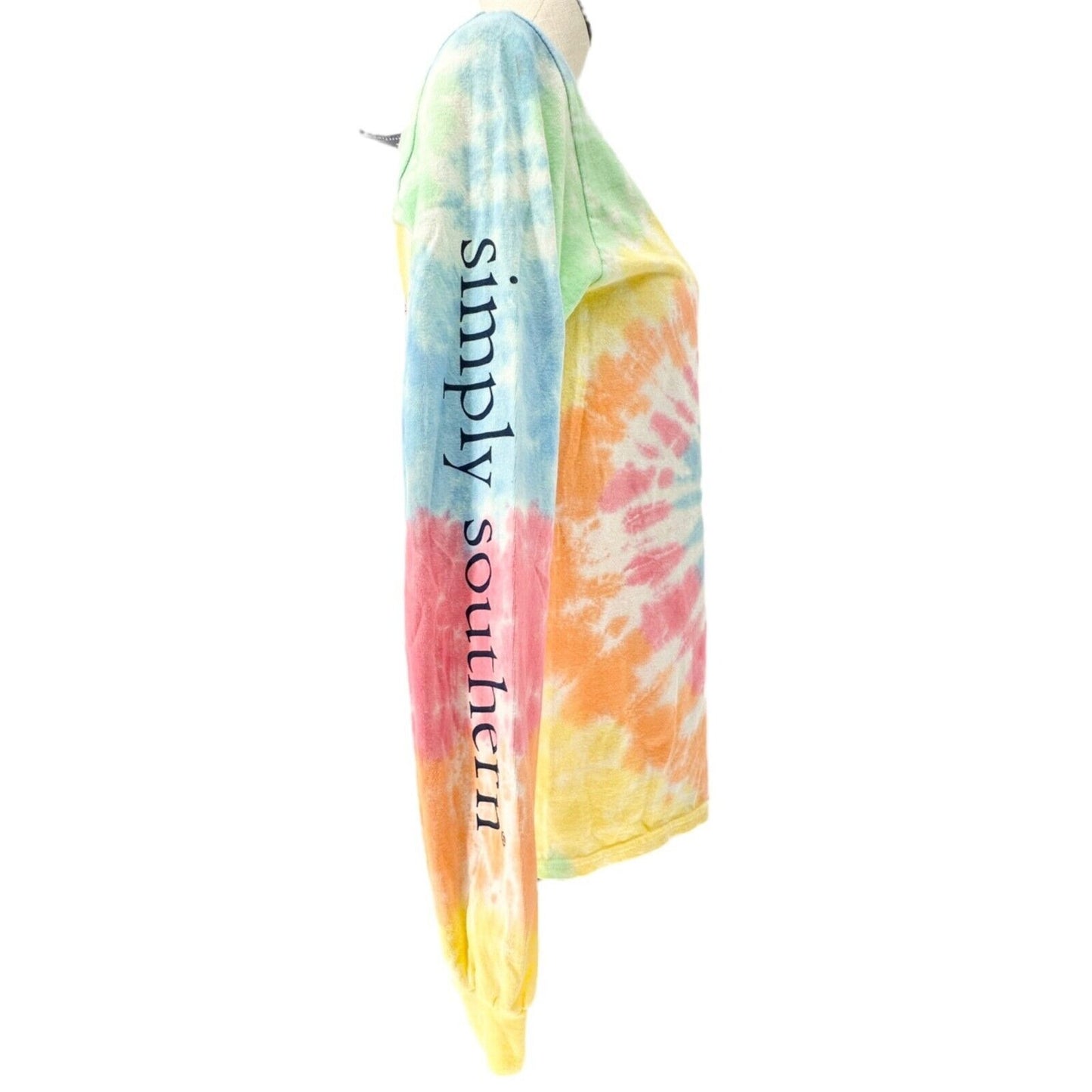 Simply Southern TShirt Women's Small Pastel Tye Die Crew Neck LS Pineapple