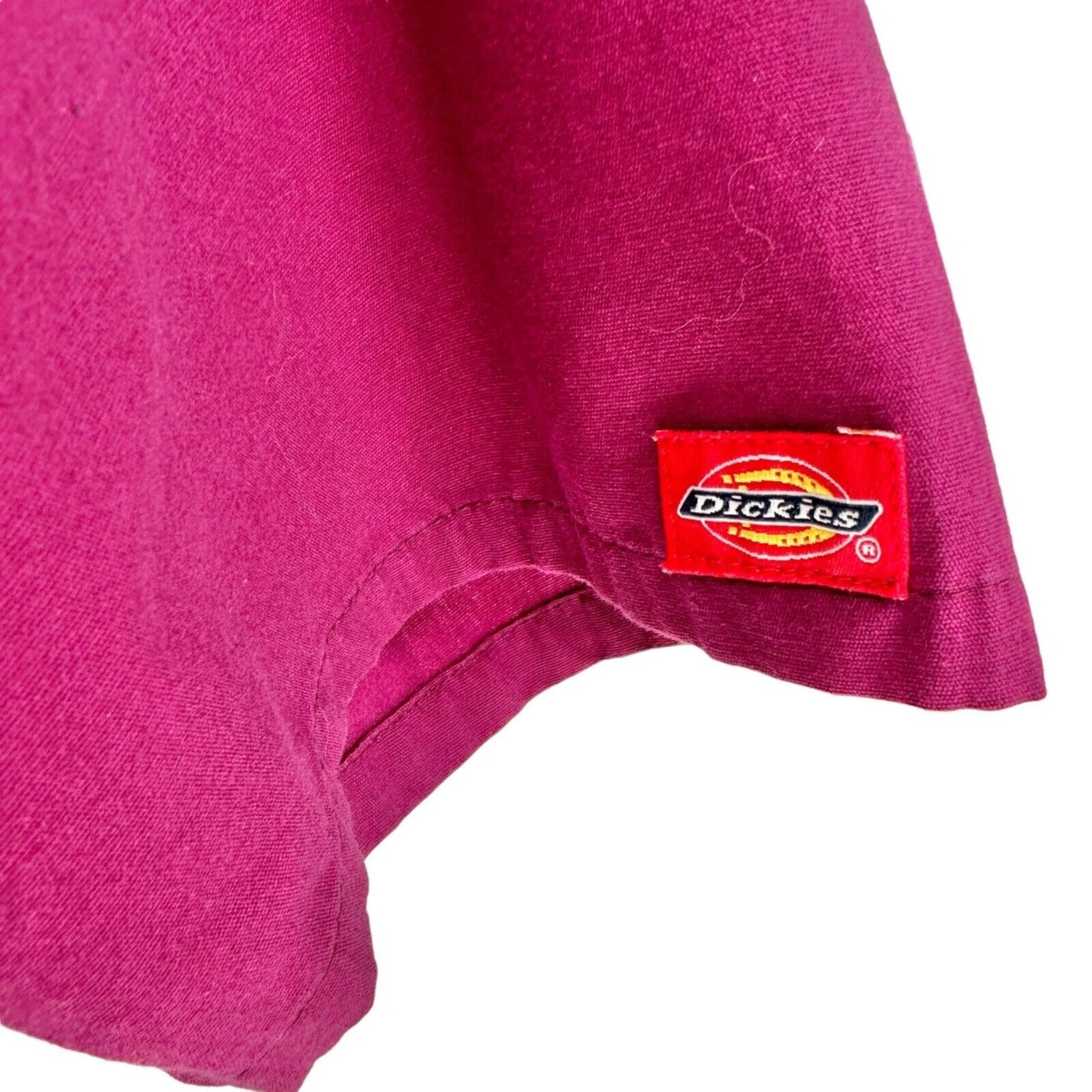 Dickies Women's Scrub Tops M Burgundy SS 5 Pockets V-neck Badge Holder