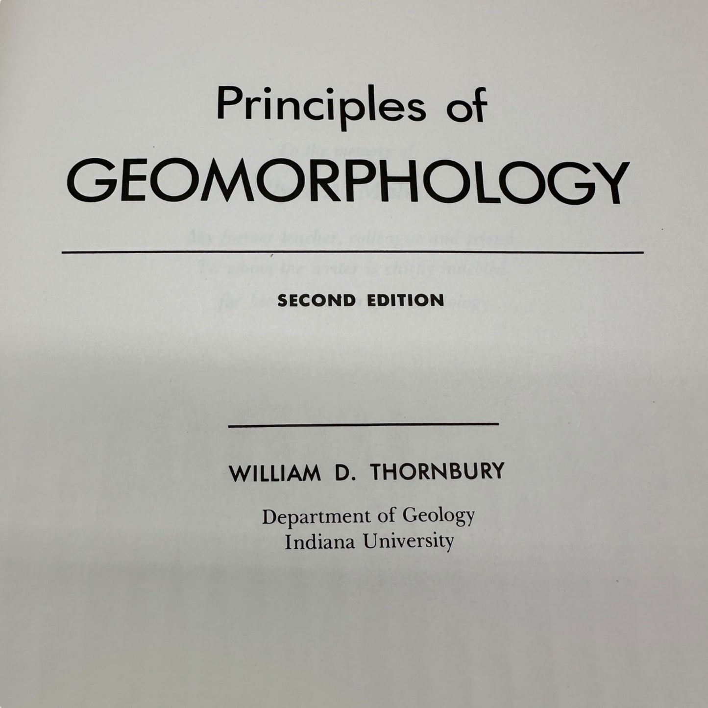 Principles of Geomorphology, William D Thornbury 2nd Ed (1969 Hardcover)