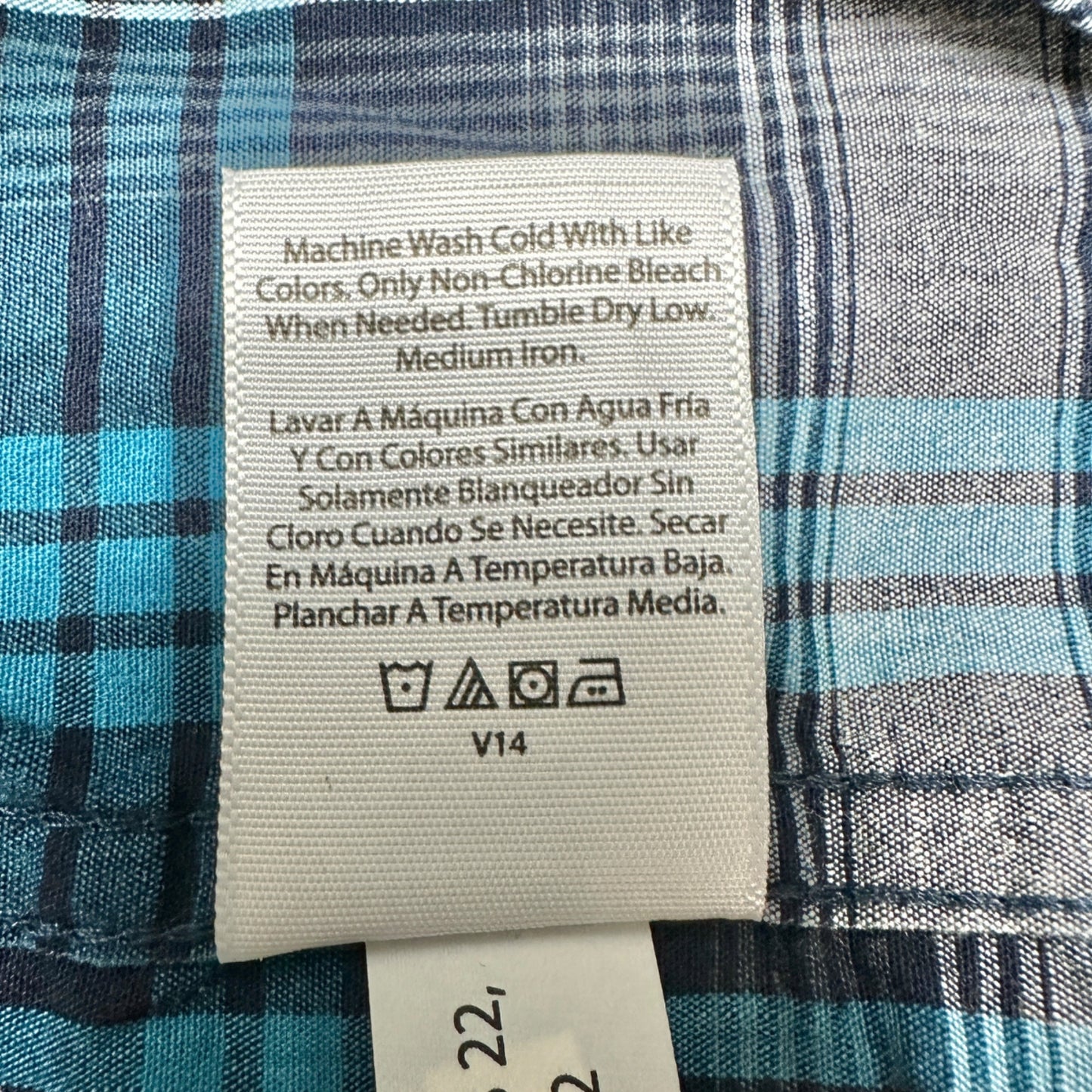 George Classic Fit Plaid Shirt Mens 2XL 50-52 Blue Gray LS Button-Down Collar