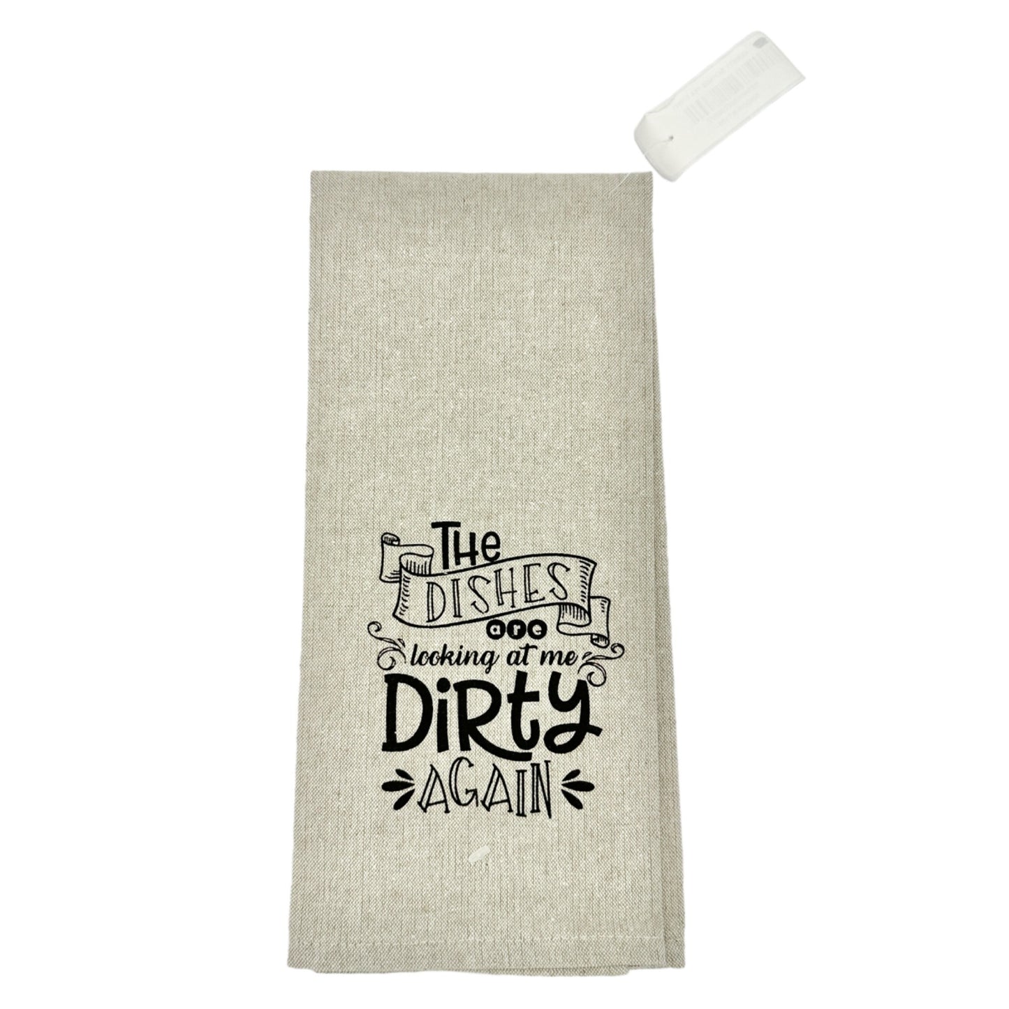 Set of 3 Dish Towels 25 x 15 White Tan Various Sayings Humorous NWT