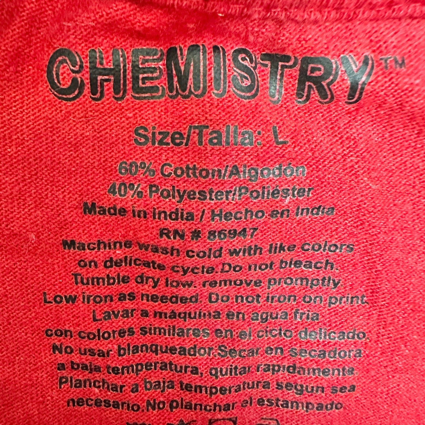Chemistry Graphic T-Shirt L Red "I'm Just Here For The Food" SS Cotton Poly