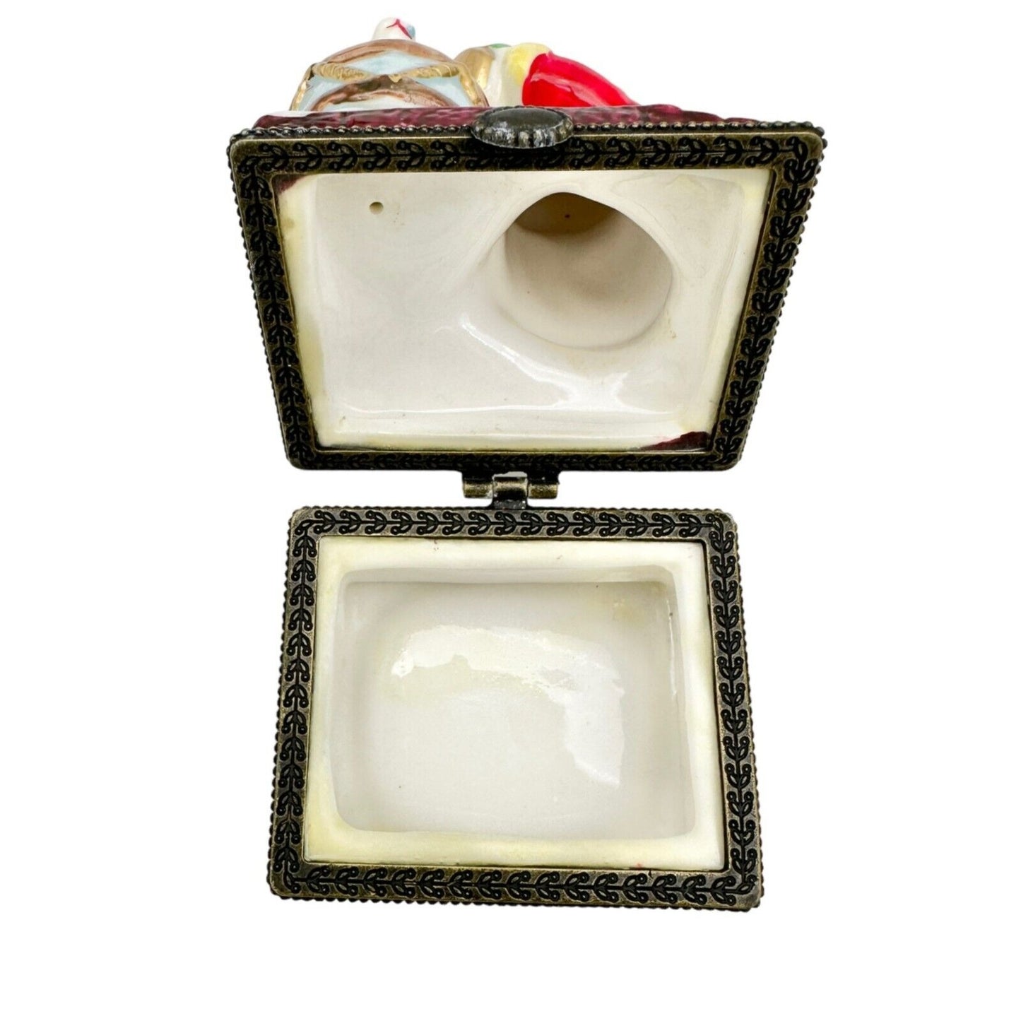 Kurt Adler Christmas Hinged Trinket Boxes Set of 3 Santas Ceramic Each Open