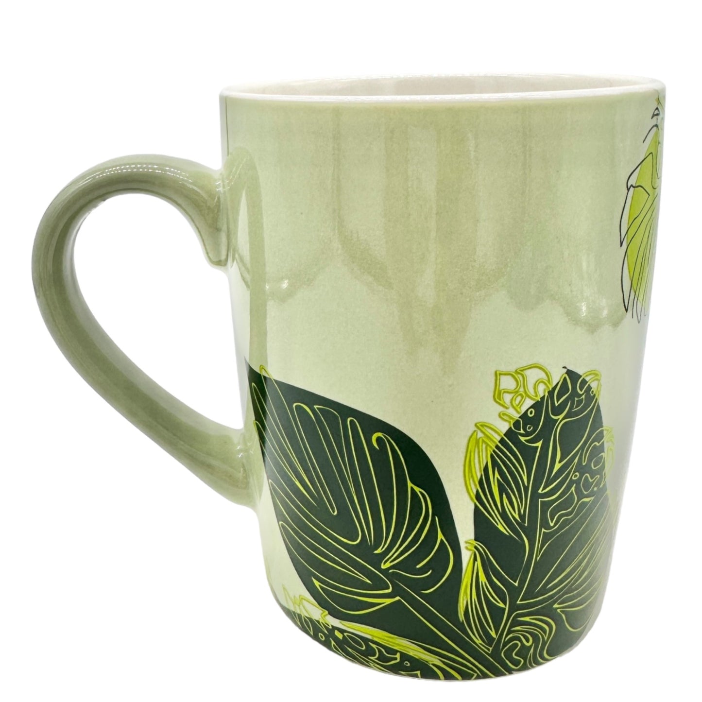 Starbucks Ceramic Mug Tropical Leaf Design Green Shades 10 fl oz