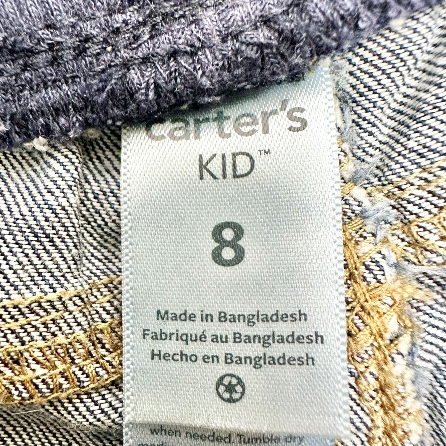 Carters Kid Size 8 Blue Elastic Waist Denim Jeans Drawstring Casual Cotton Pant