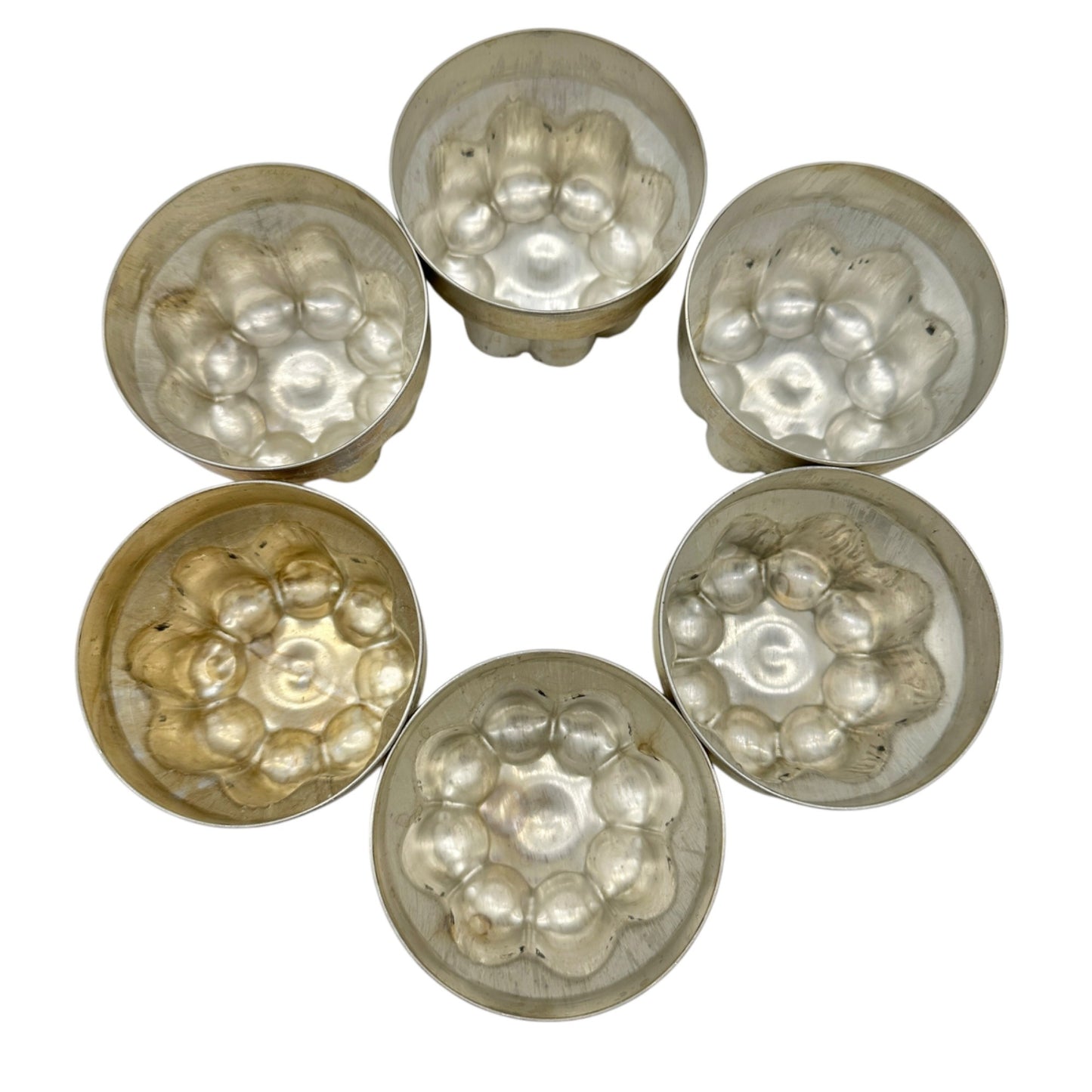 Set Of 6 Vintage Aluminum Jelly Molds Fluted Design 3in Dia Baking and Crafts