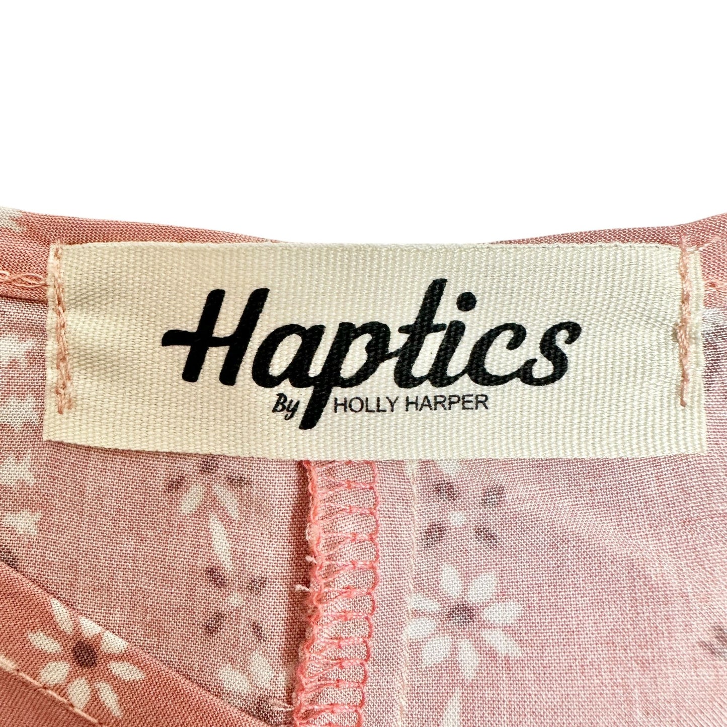 Haptics Blouse Womens M Pink Floral Print Pullover Short Sleeves Lace Details
