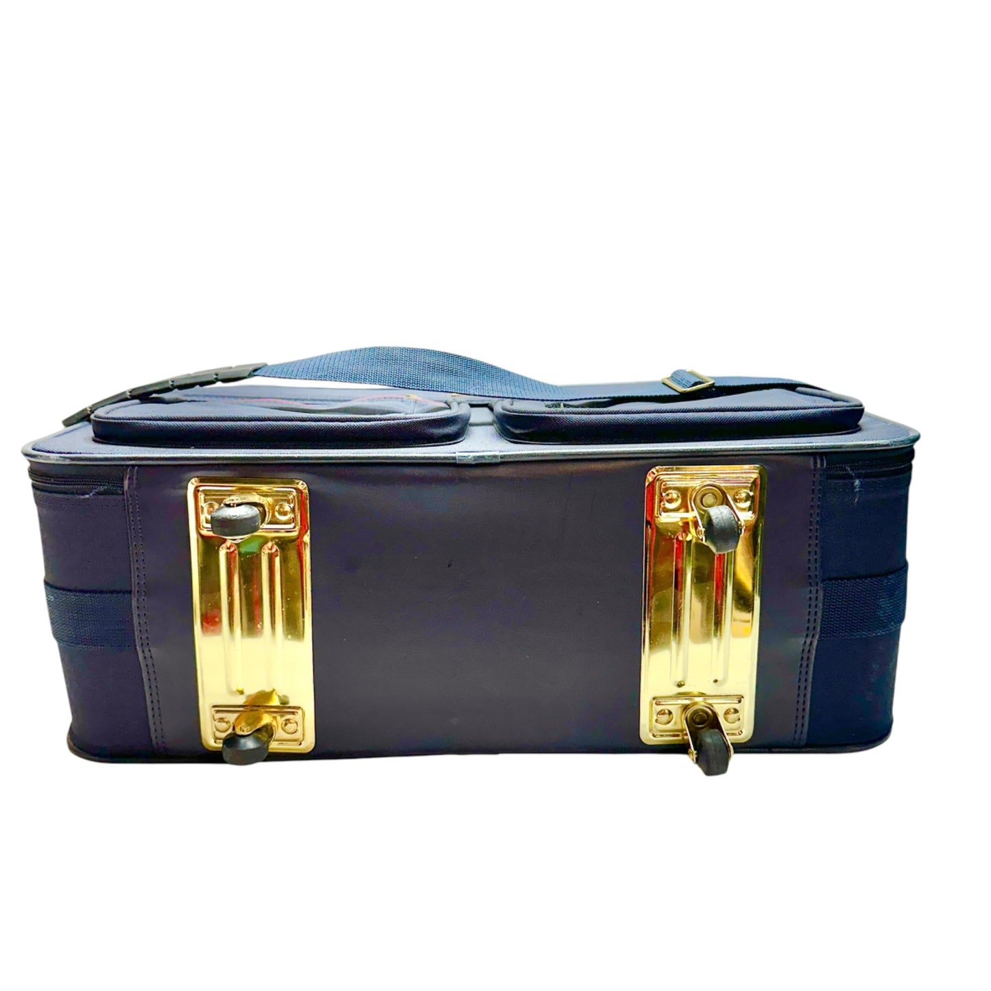 American Tourister Dark Blue Rolling Suitcase With Padlock & Key Vintage Luggage
