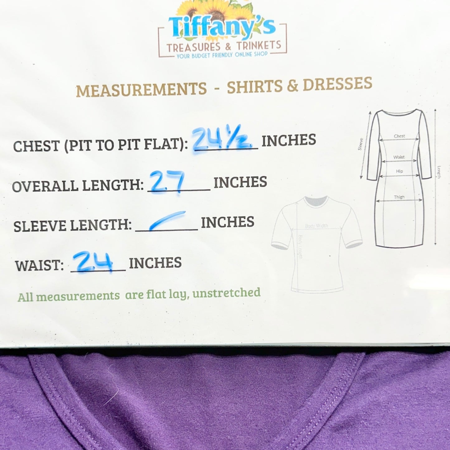 Fisoul T-Shirt Womens XL Purple V-Neck SS Relaxed Fit Cotton Poly Blend Loose