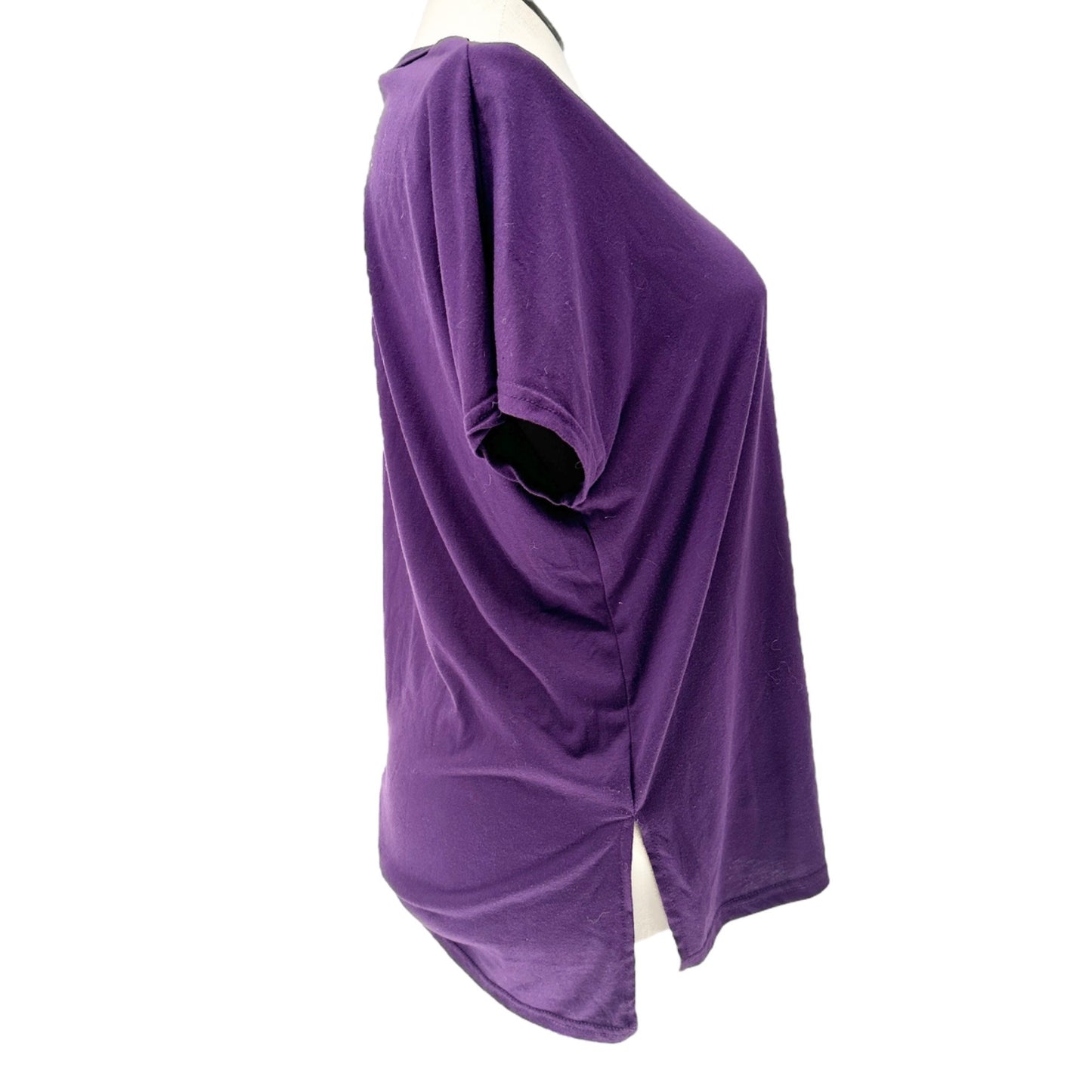 Fisoul T-Shirt Womens XL Purple V-Neck SS Relaxed Fit Cotton Poly Blend Loose