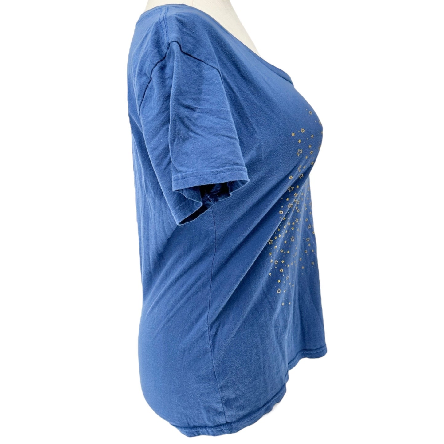 Look Up Get Lost Soul Flower Organic Cotton T-Shirt XXL Blue Stars Scoop Neck