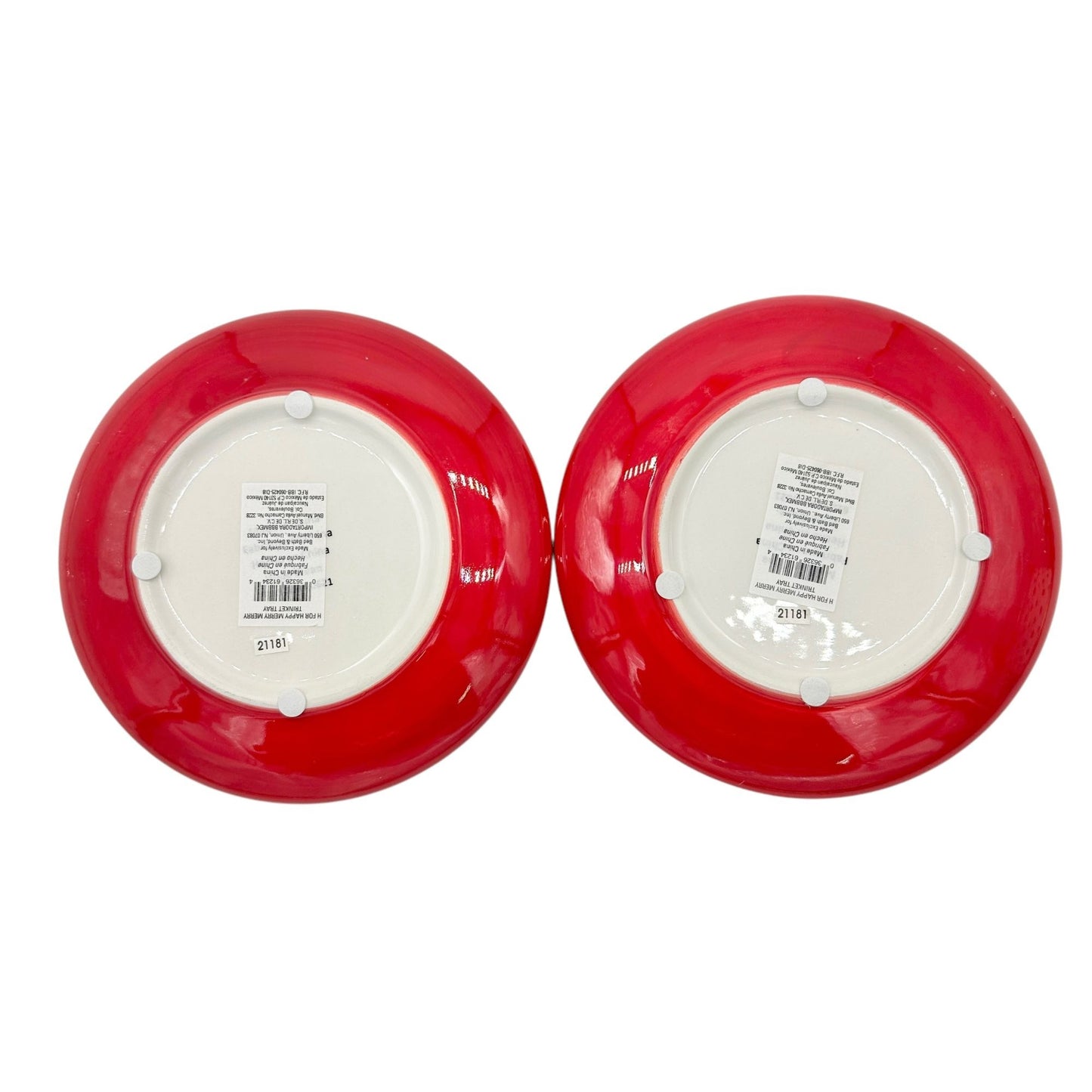 H For Happy Merry Merry Polka Dot Ceramic Serving Set 2 Plates 1 Tray 1 Canister