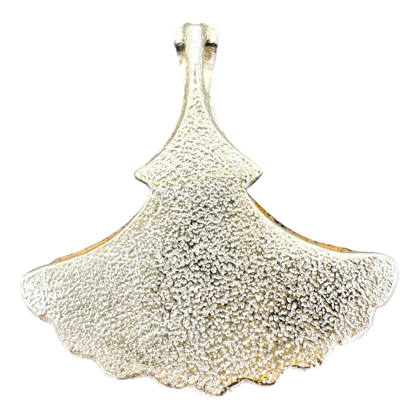 Rose Glass Art Design Pendant With Gold-Tone Fan Shape 1.5 Inch Jewelry Piece
