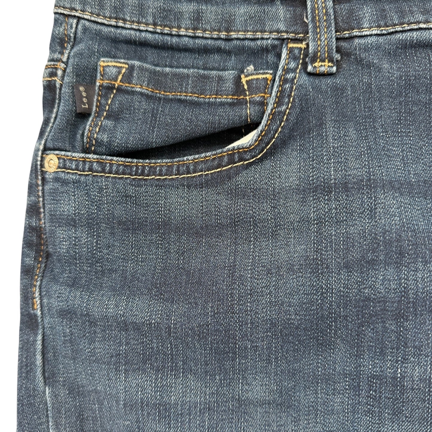 Lee Jeans Womens 18 Relaxed Fit Straight Leg High Rise Instantly Slim Blue Denim