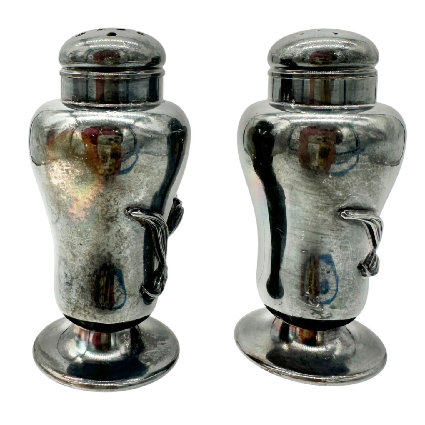 Vtg Forbes Silver Co Druple Salt and Pepper Shakers Tulip Motif Collectible 3 in