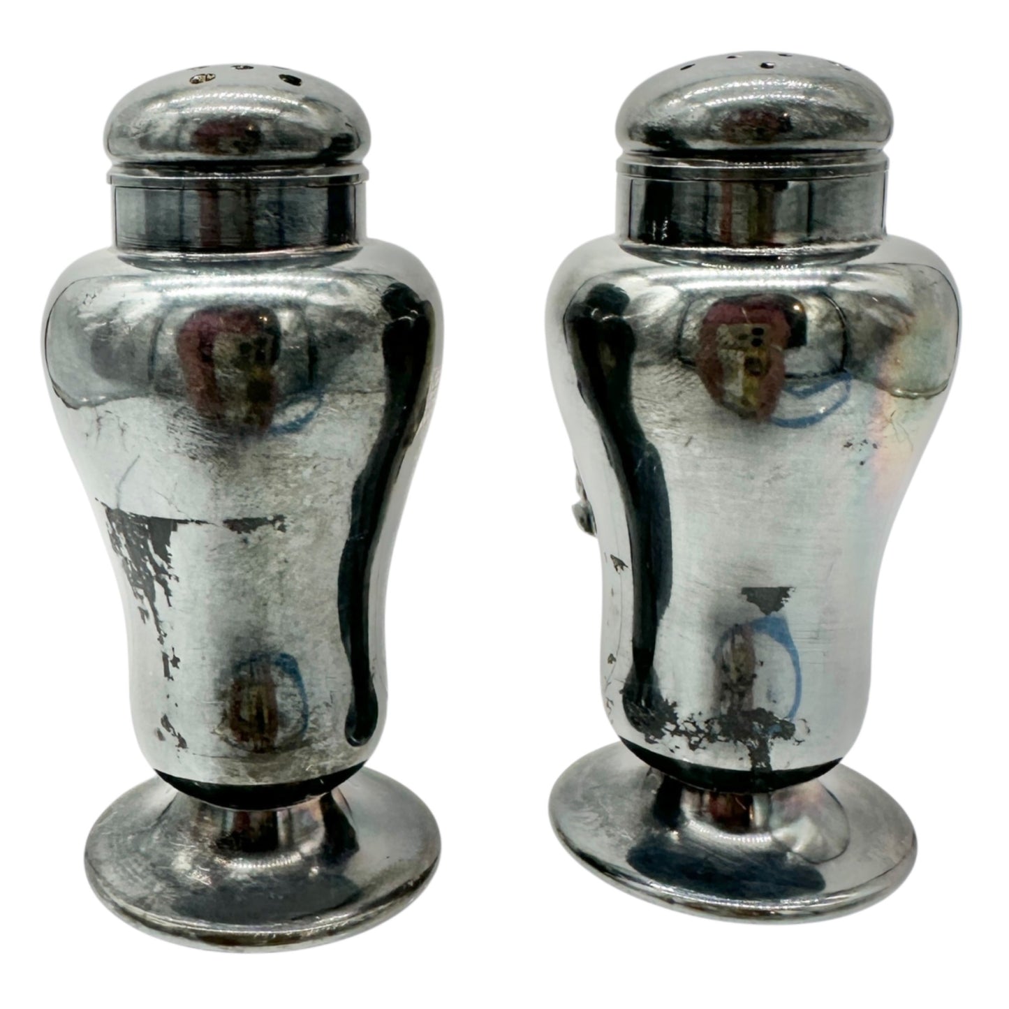 Vtg Forbes Silver Co Druple Salt and Pepper Shakers Tulip Motif Collectible 3 in