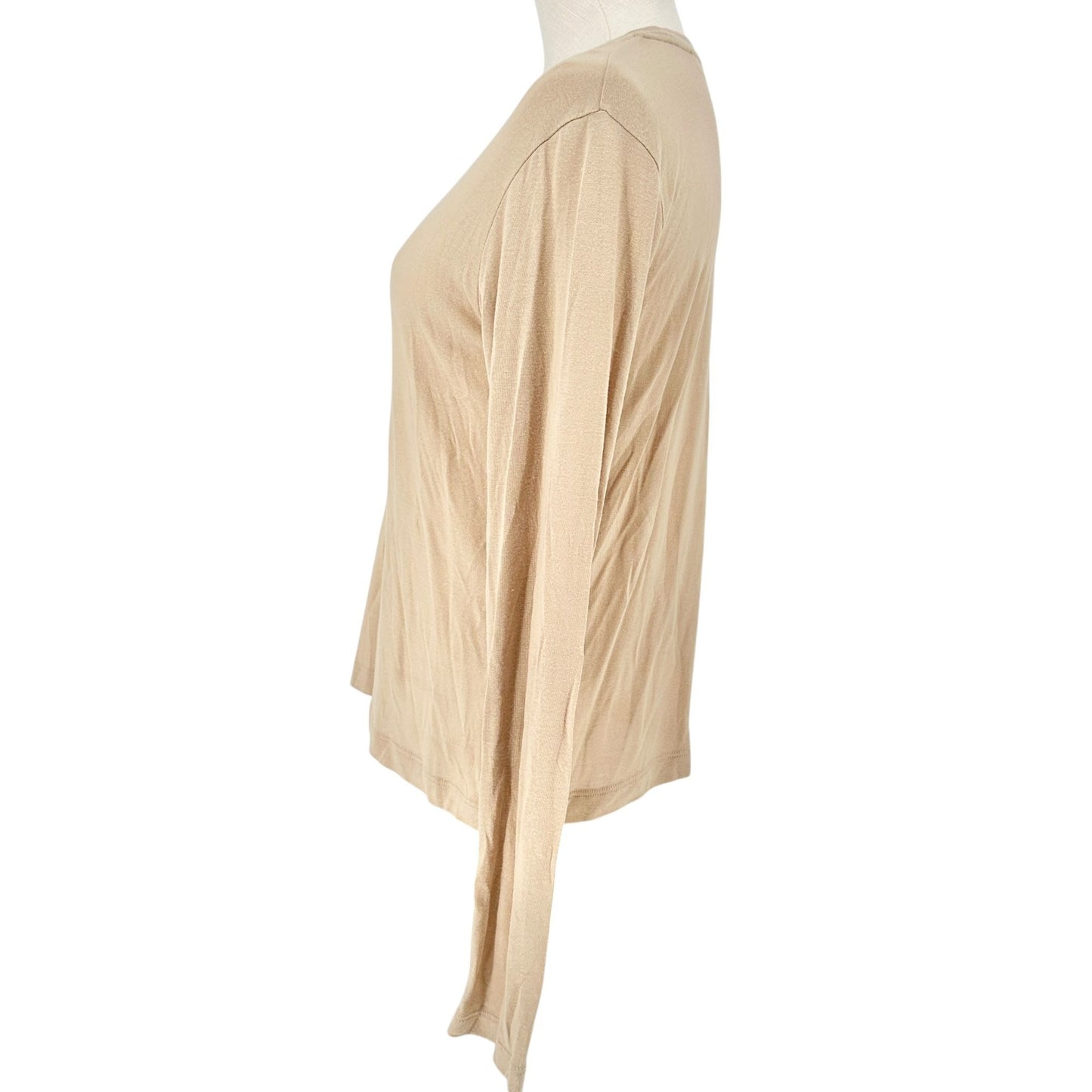 Vince Lightweight Top Womens Size M Beige Long Sleeves Made in Peru 100% Modal