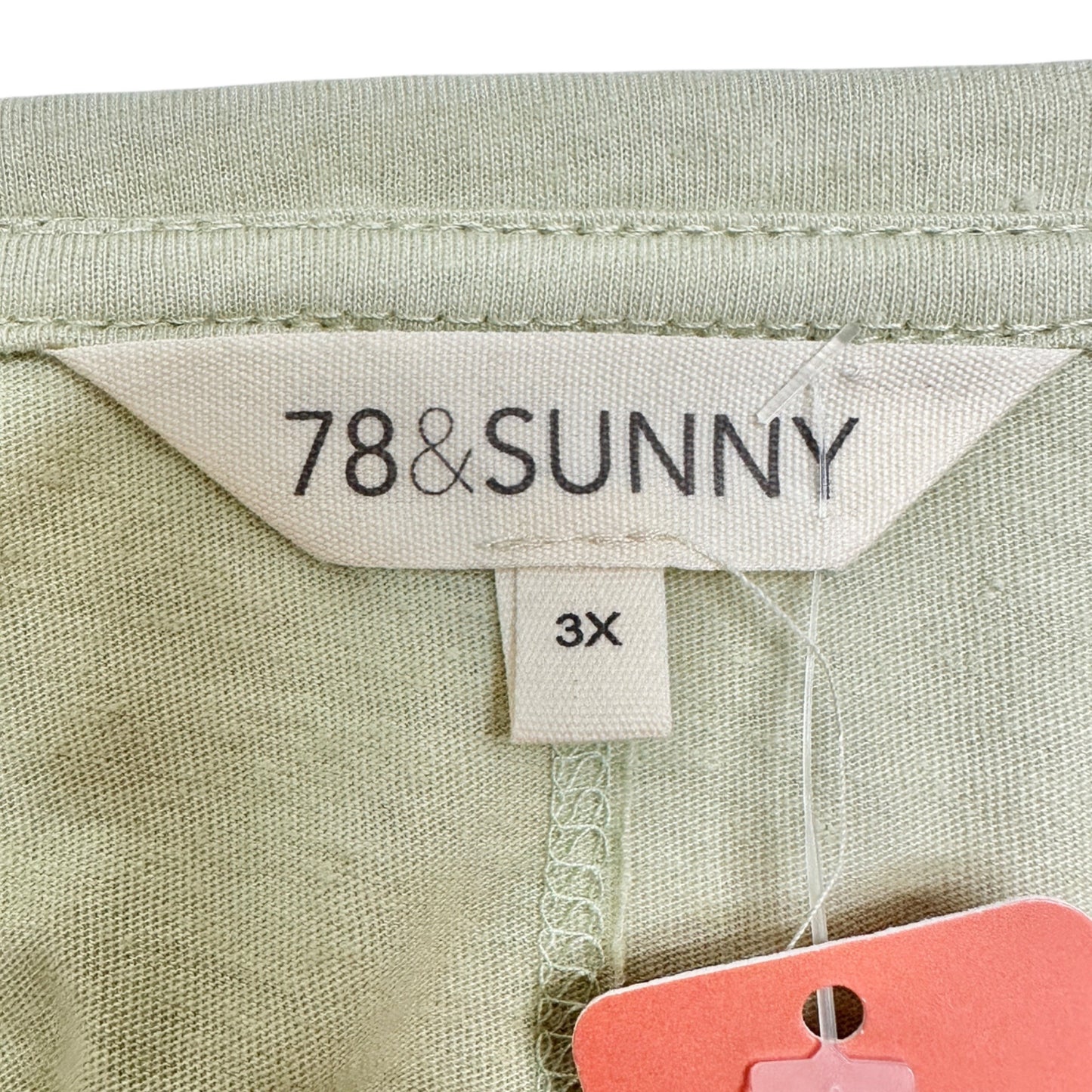Palo Alto Back Seam Top Womens 3X Sage Green By 78 & Sunny SS Loose Fit