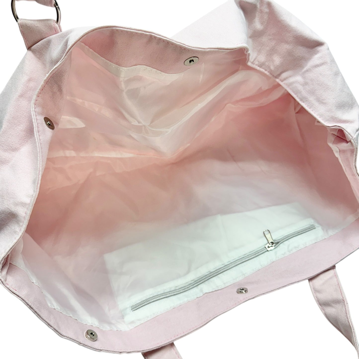 Pink Canvas Tote Bag Flamingo Print Lined Pocket Zippered Compartments By DEI