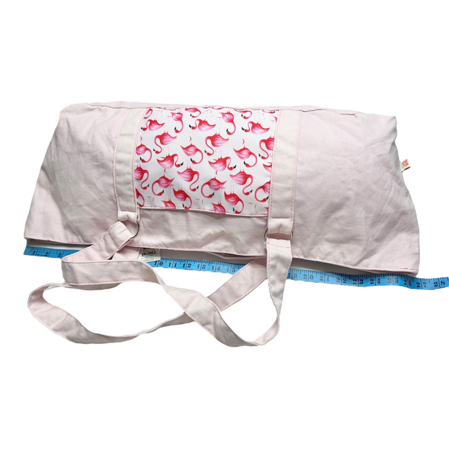 Pink Canvas Tote Bag Flamingo Print Lined Pocket Zippered Compartments By DEI