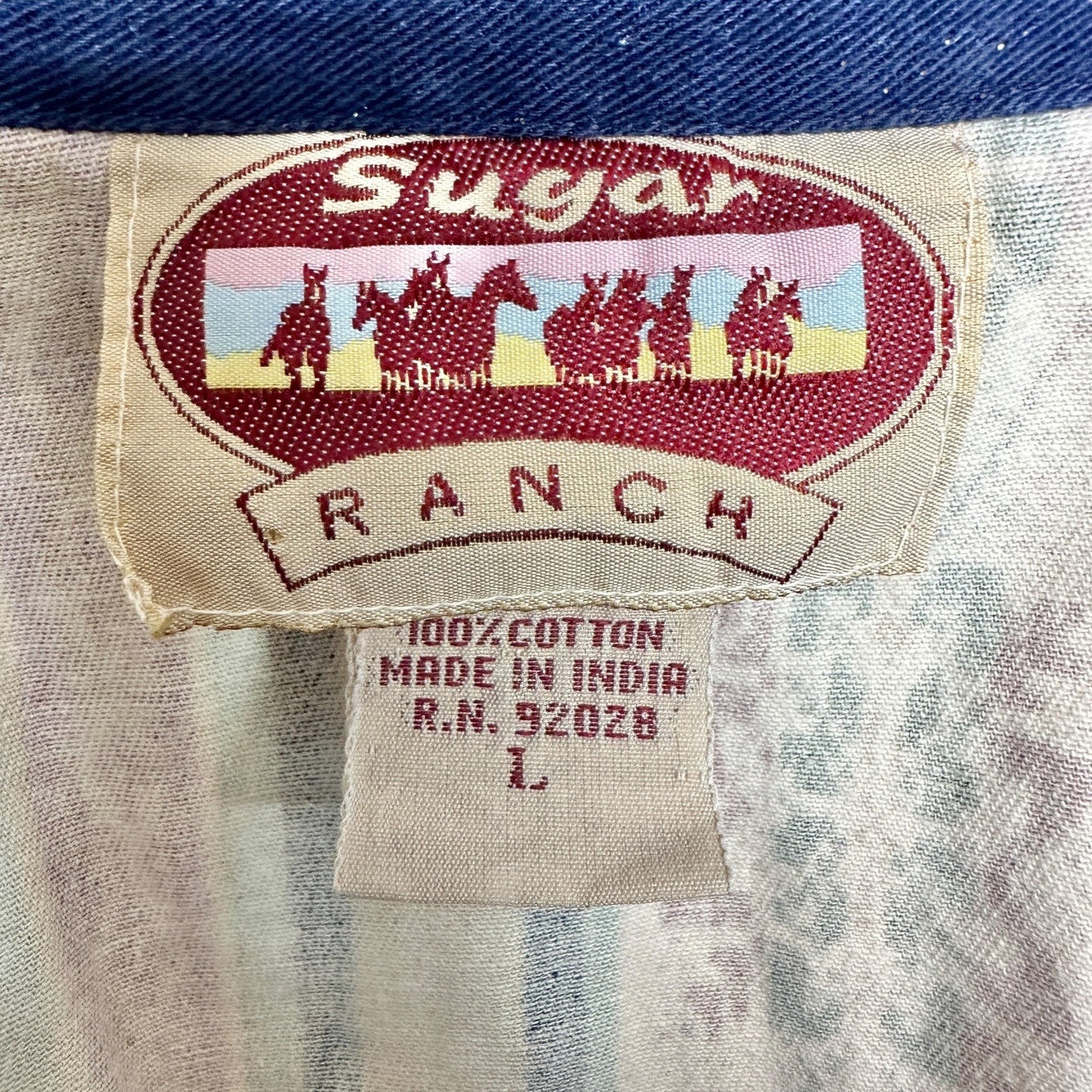 Vtg Sugar Ranch Western Shirt Womens L Multicolor Striped Color Block LS Buttons