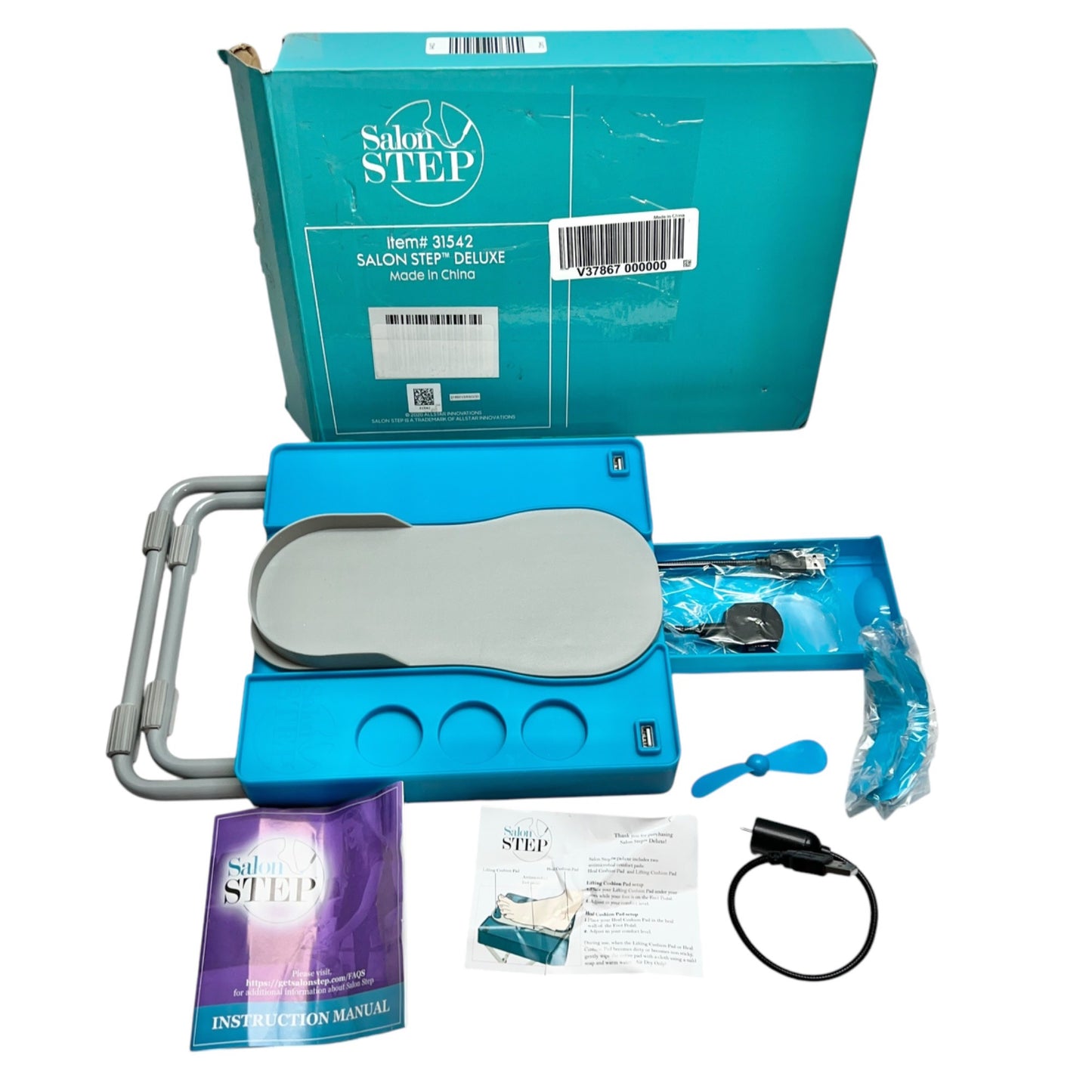Salon Step Easy at Home Pedicures The Beauty Footrest LED Magnifier Drying Fan