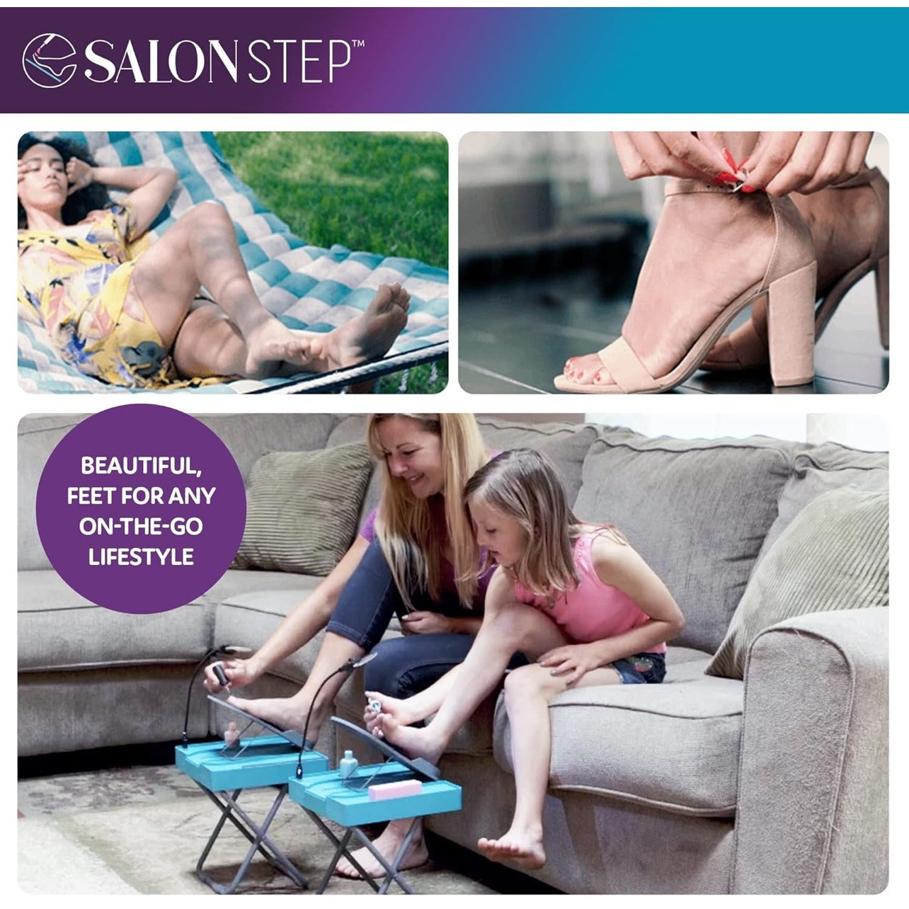 Salon Step Easy at Home Pedicures The Beauty Footrest LED Magnifier Drying Fan