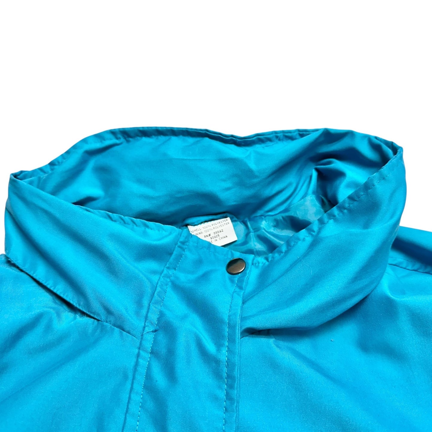 Womens Jacket Size 4X Teal Lightweight Hooded Adjustable Waist Snap Closures