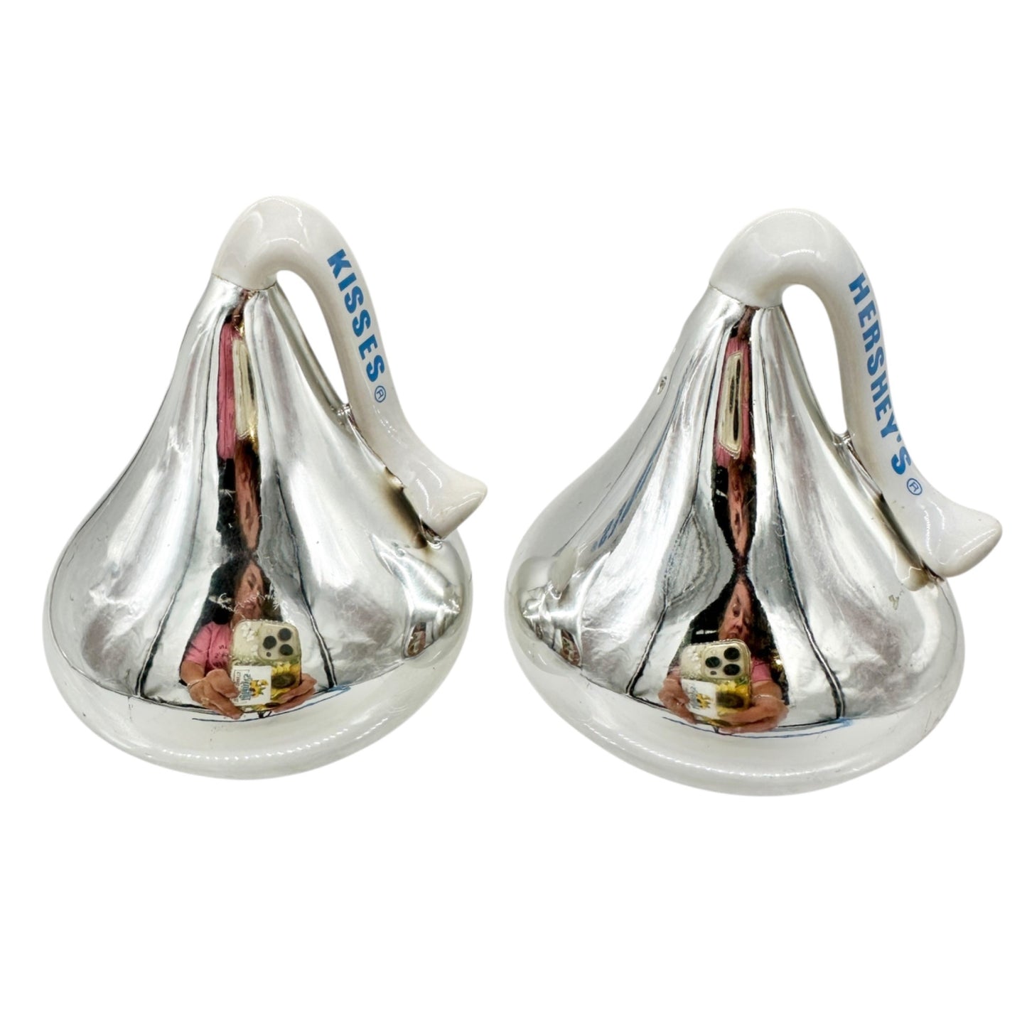 Hersheys Kisses Ceramic Salt and Pepper Shakers Silver Finish Collectible