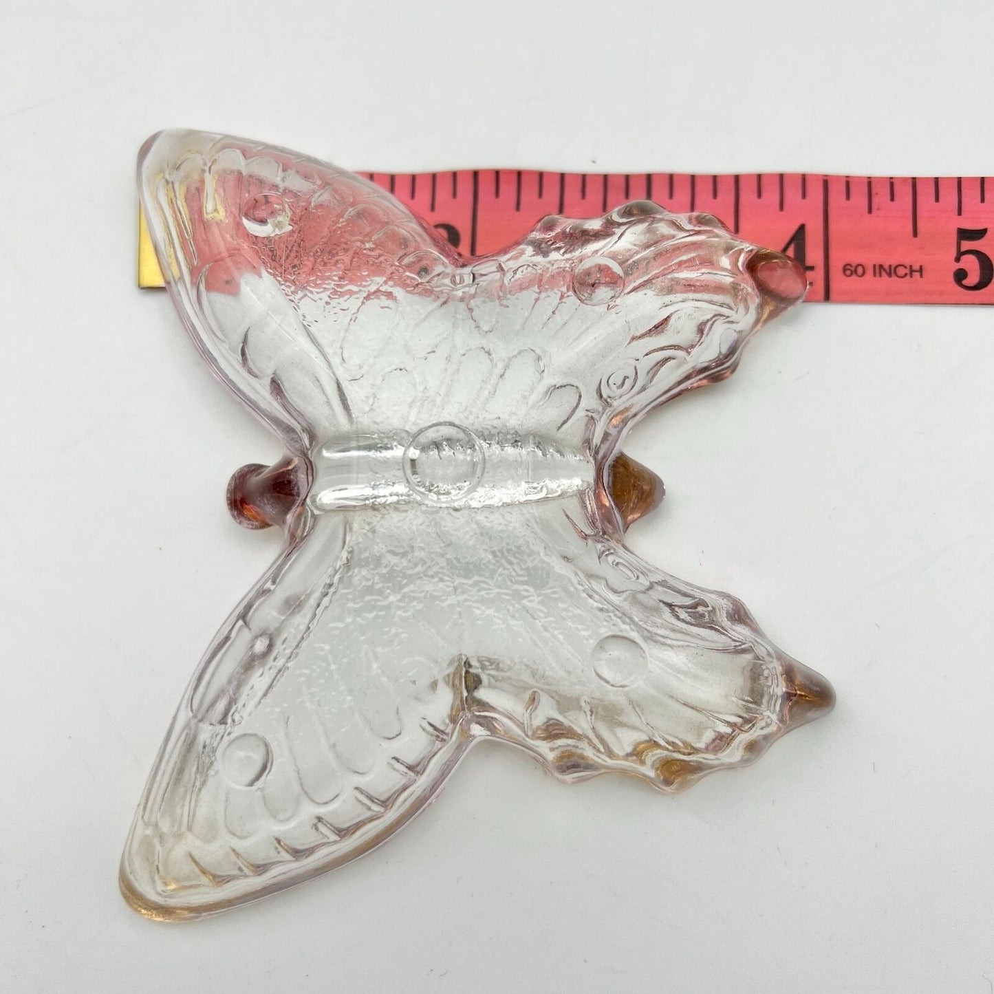 Vintage Butterfly Trinket Dish Clear Glass With Gold Trim 4.5 x 4 inch Beautiful