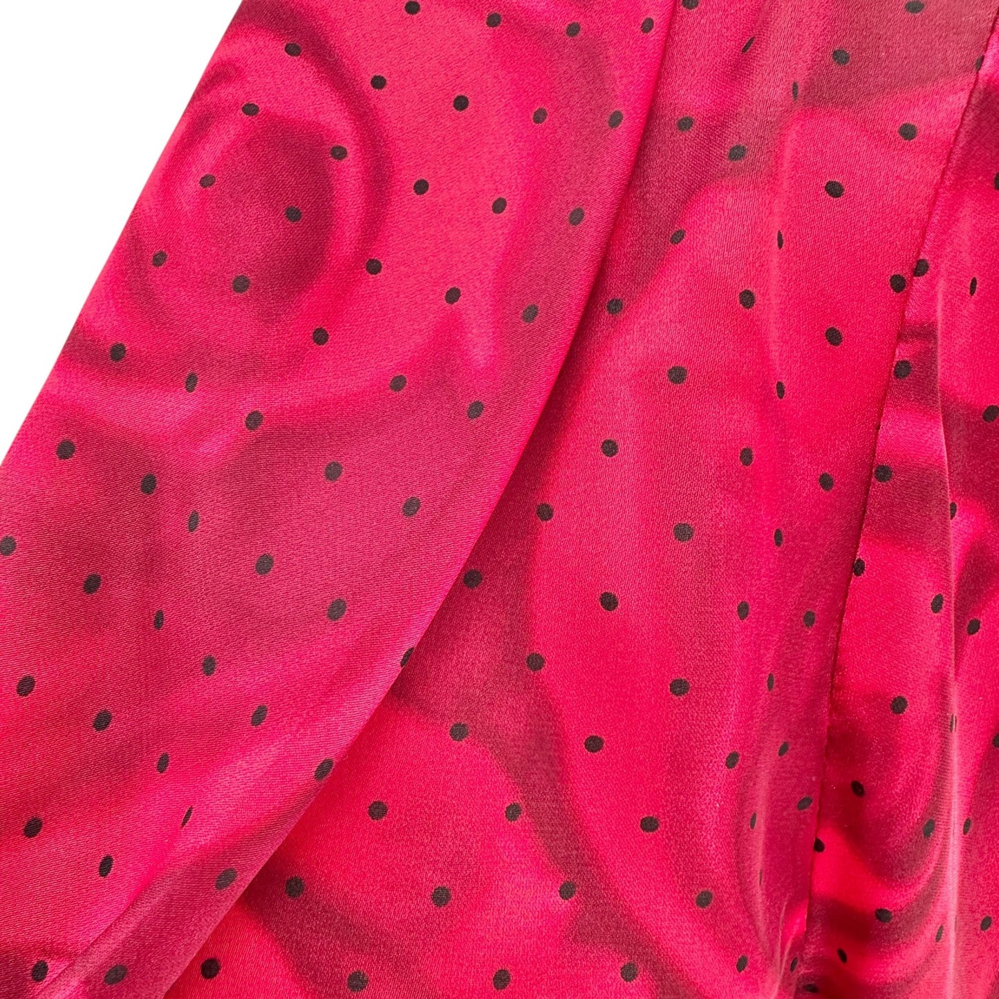 White House Black Market Blouse Womens 12 Red Rose Print Polka Dot LS Tie Front