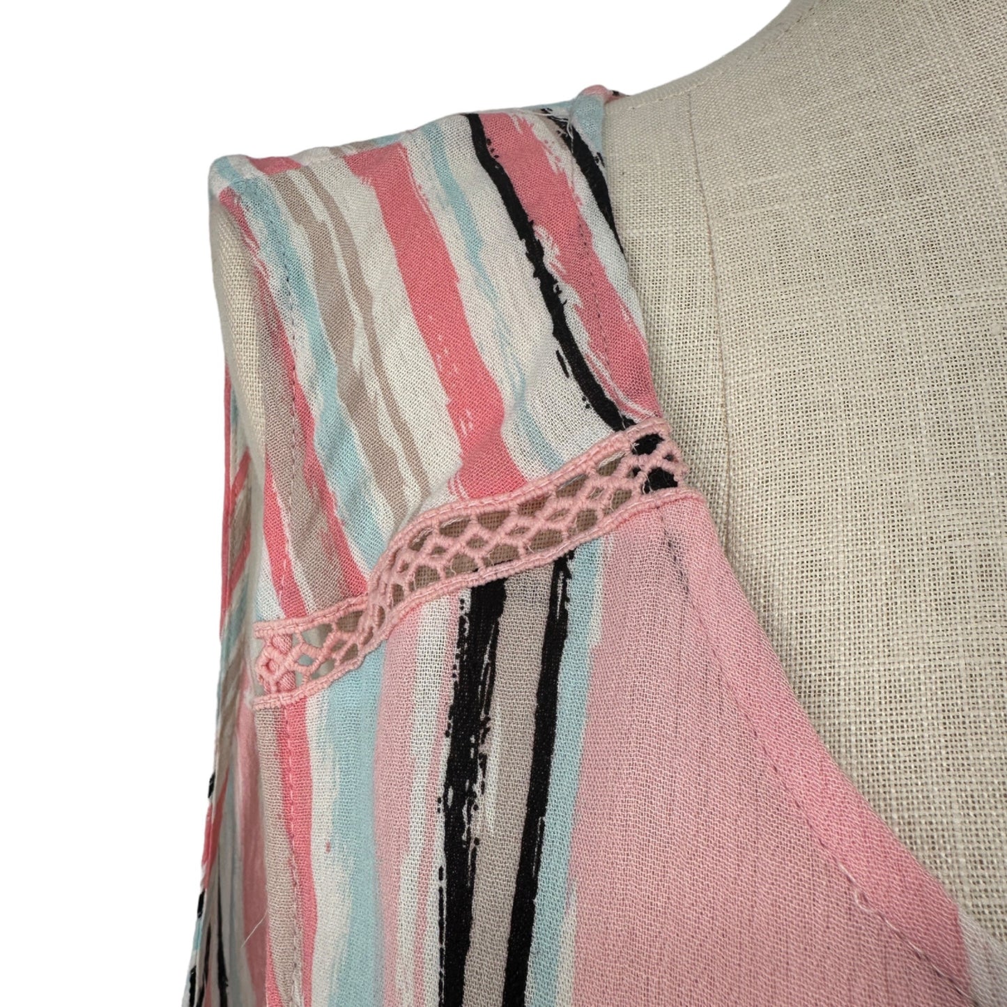 Weekend Suzanne Betro Tunic Top Womens 3X Sleeveless Striped Multicolor Boho