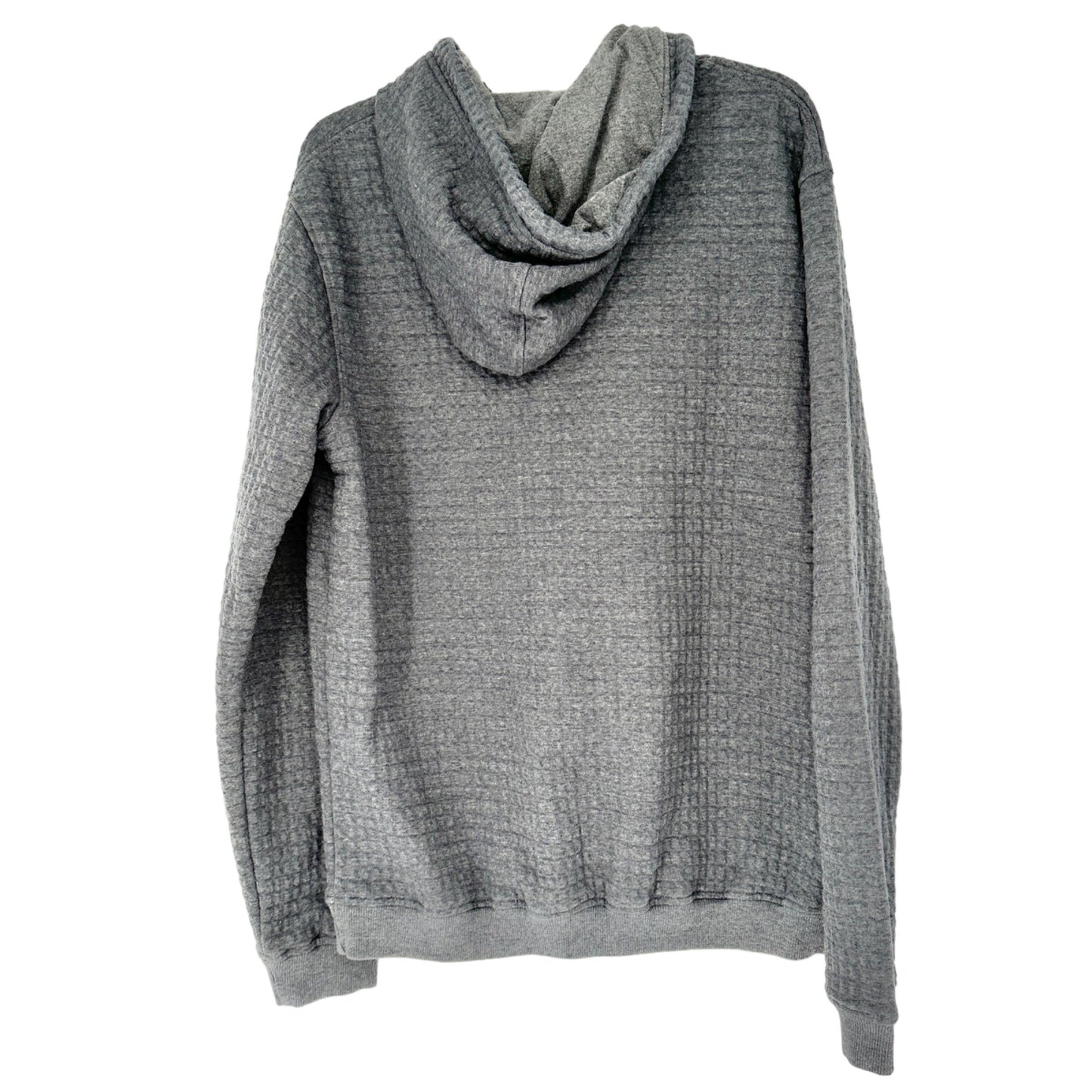 Captain's Cloth Sweatshirt L Hooded Gray Quilted Waffle Knit LS Brand Patch