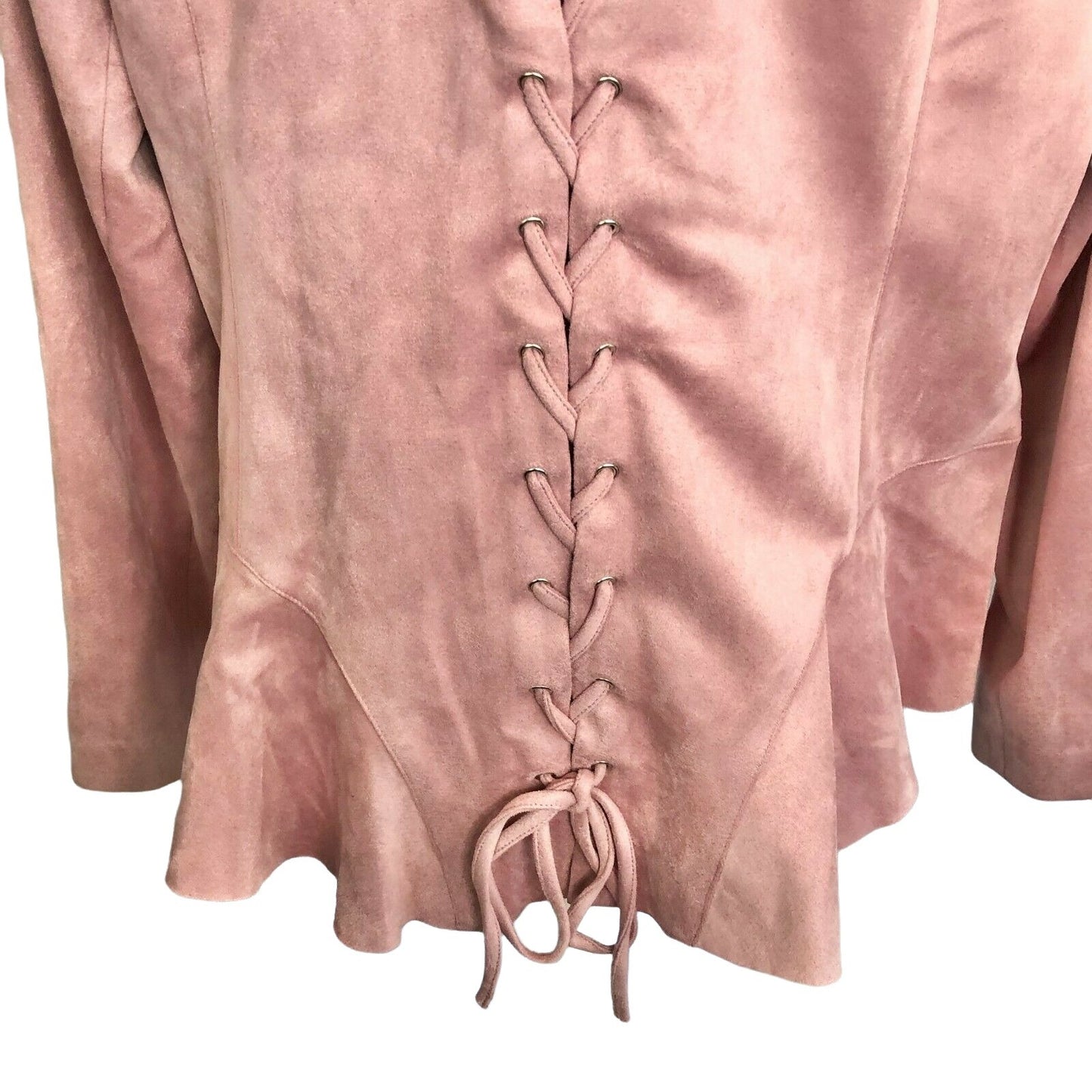 Lane Bryant Jacket Womens 20 Suede-look Zip Pink Surprise Back Tie NWT