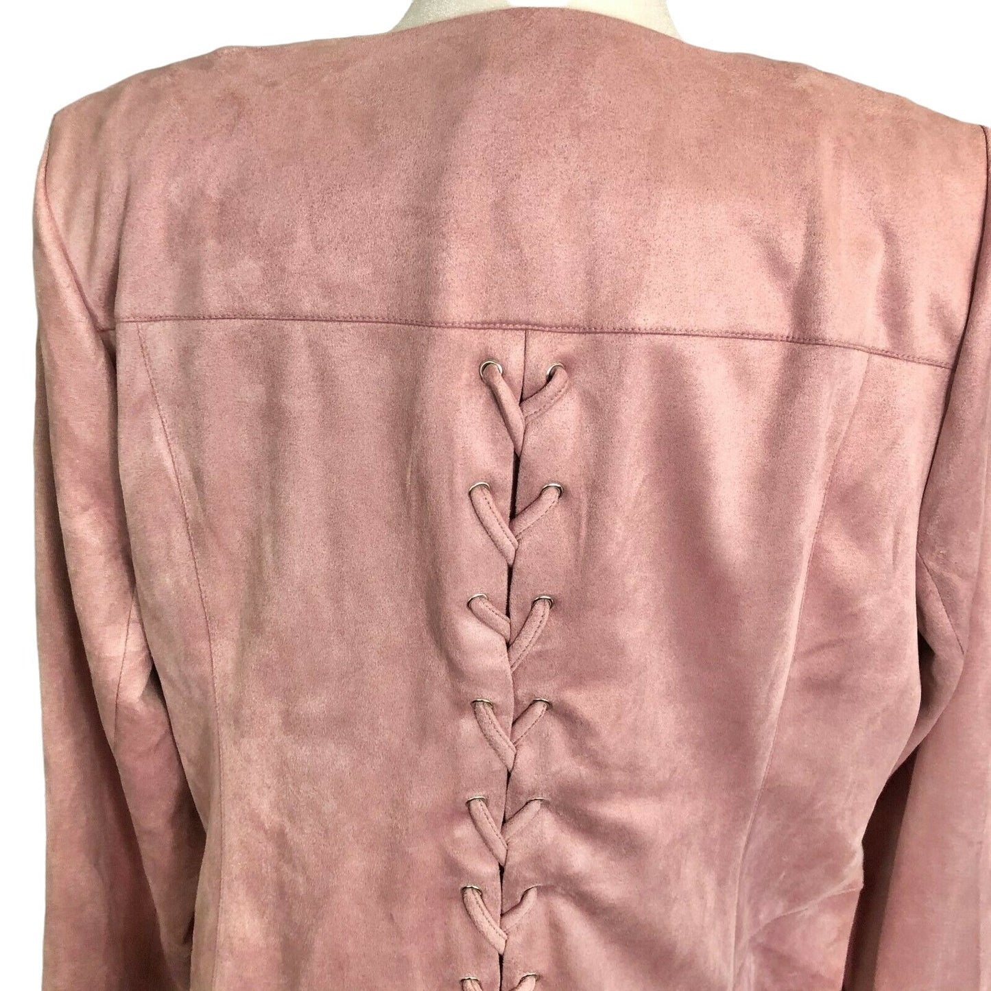 Lane Bryant Jacket Womens 20 Suede-look Zip Pink Surprise Back Tie NWT