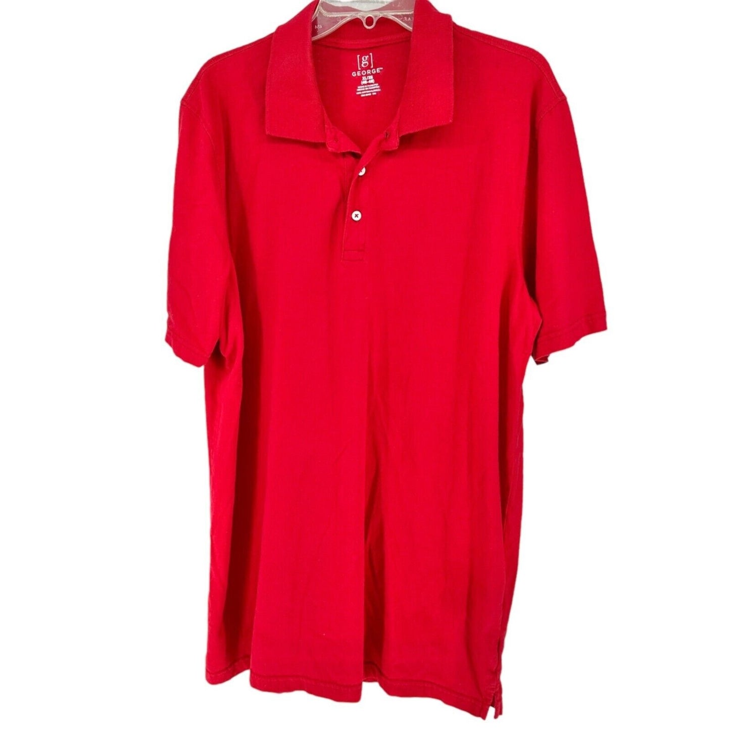 TWO George Mens XL 46-48 Polo Style Shirts 1 Red 1 Black Short Sleeve