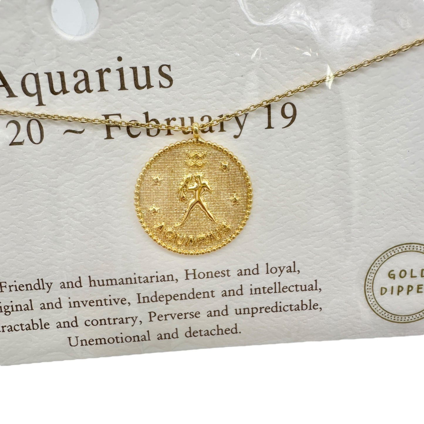 Aquarius Zodiac Symbol Gold Dipped Necklace January 20 - February 19 NIP