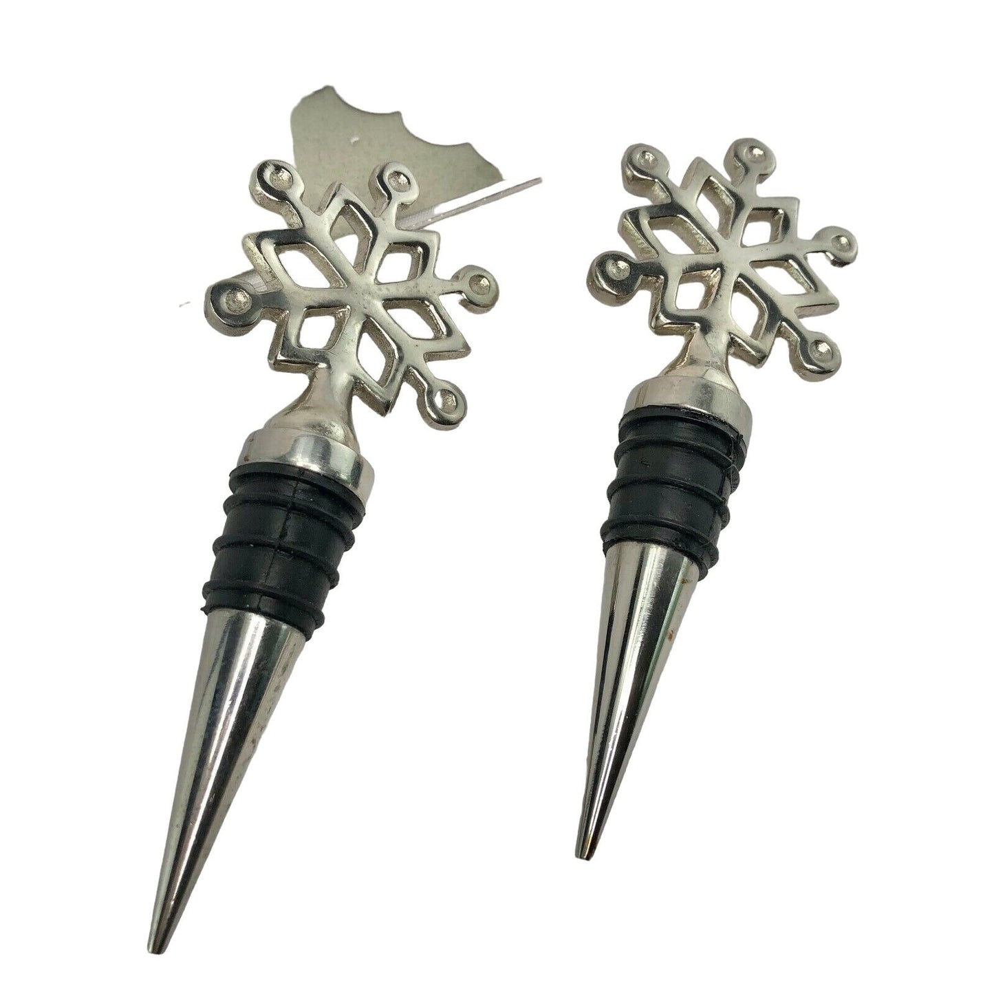 Pair of Snowflake Wine Stoppers with Wine Bottle Labels gift personal use stunning
