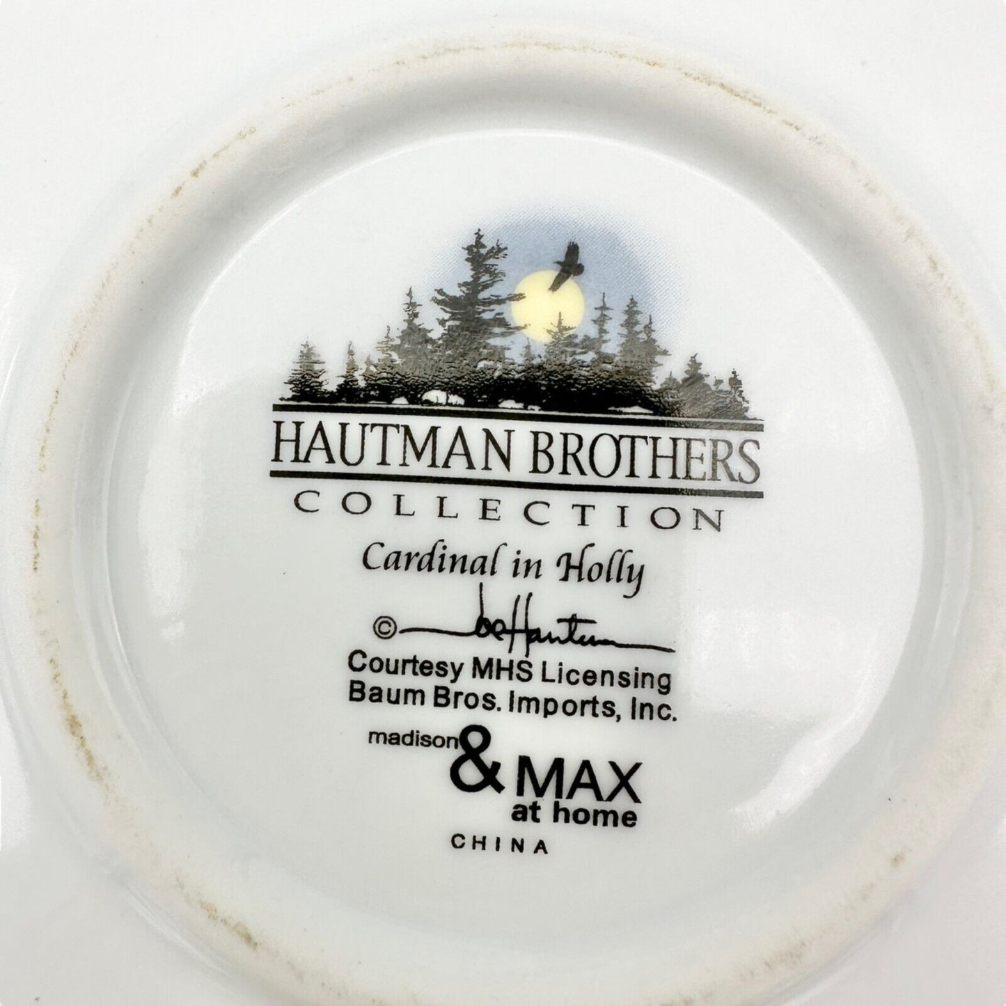 Hautman Bros Collection Christmas Cardinal in Holly China Dish with Lid