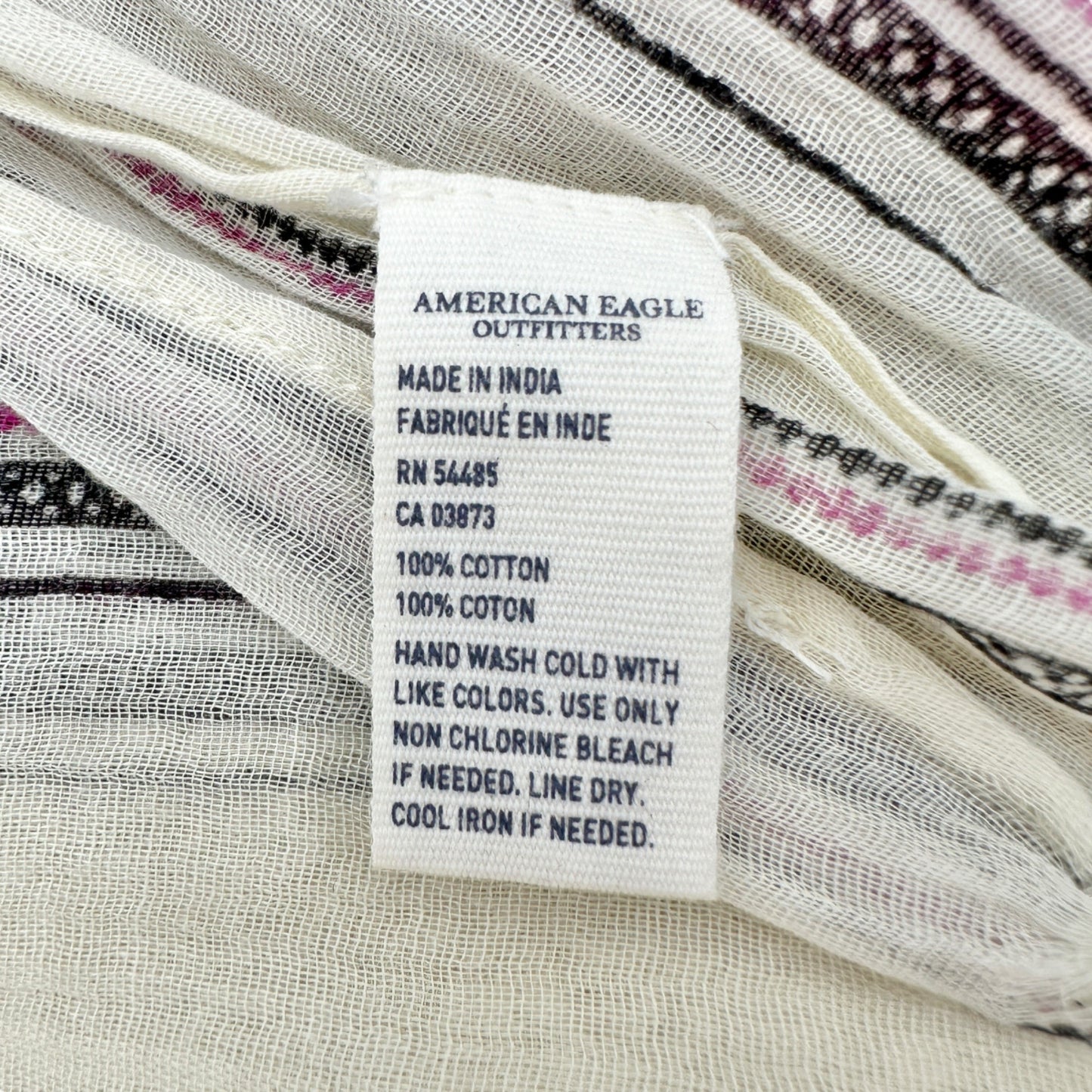 American Eagle Outfitters Scarf 73x25 Cotton Beige Pink Gray Fringe