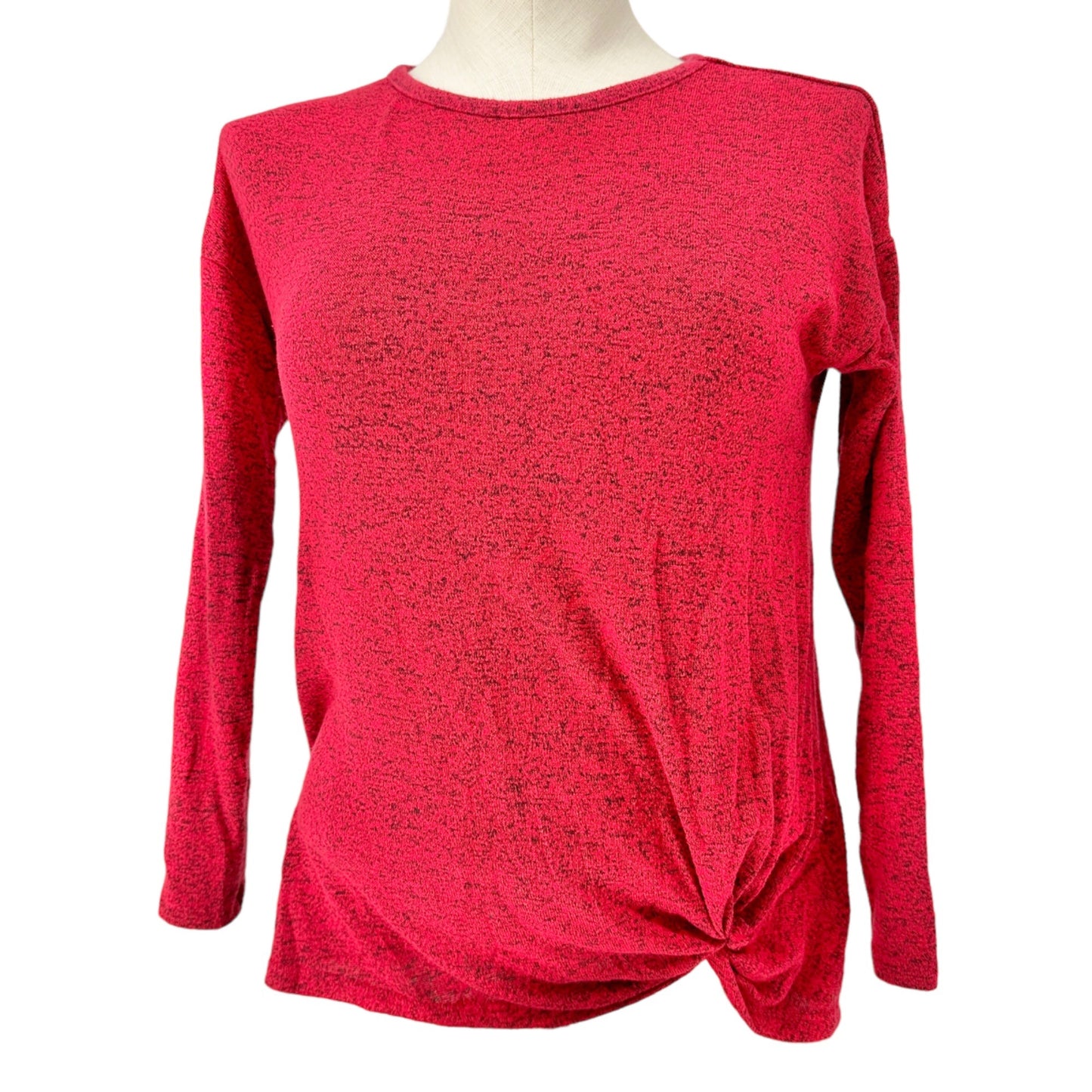 Wonder Nation Top Girls L (10-12) Red Black Crew Neck LS Knot Bottom EUC