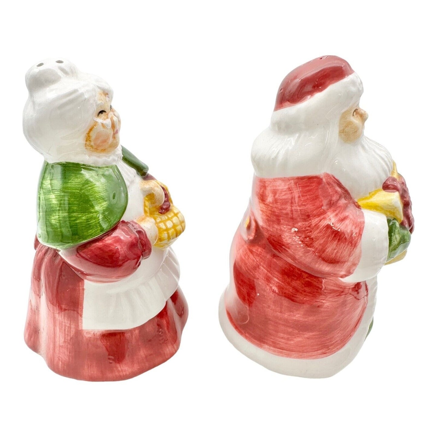 Christmas Salt & Pepper Shakers Santa and Mrs. Claus Red Green White Unused