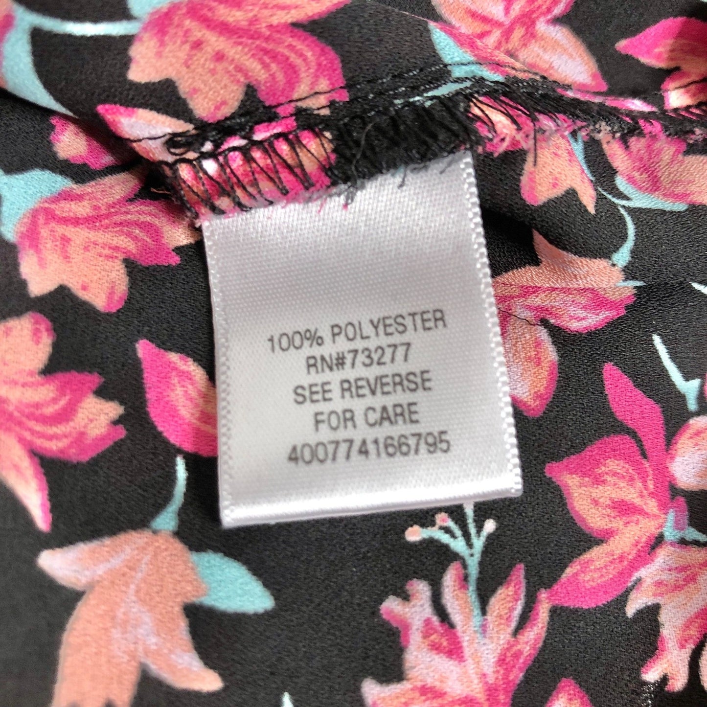Candie's Cutout Tank Top Women's M Floral Print Sleeveless V-Neck Black Pink