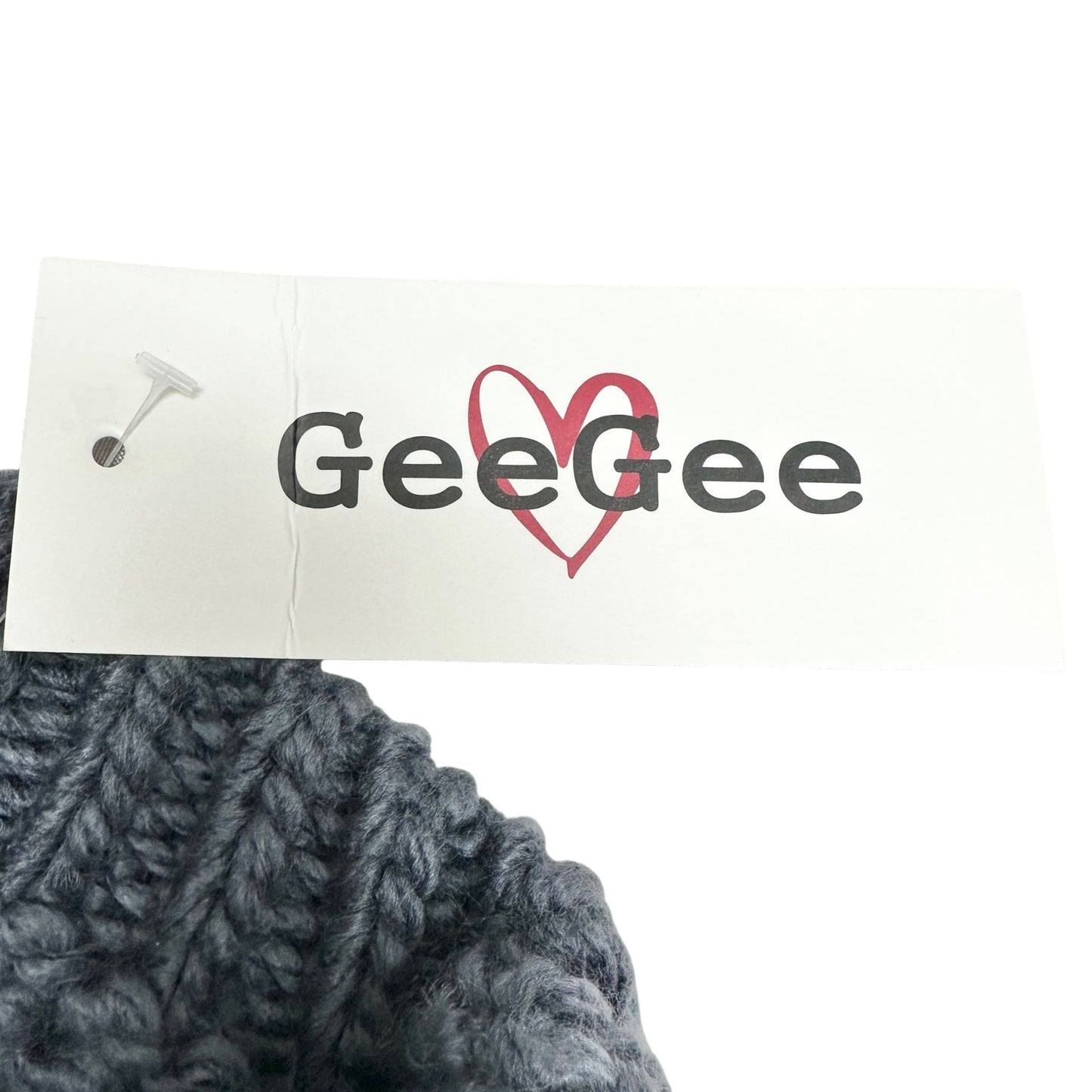 GeeGee Sweater Womens M Oversized Pullover Acrylic Slate Blue and White Knit