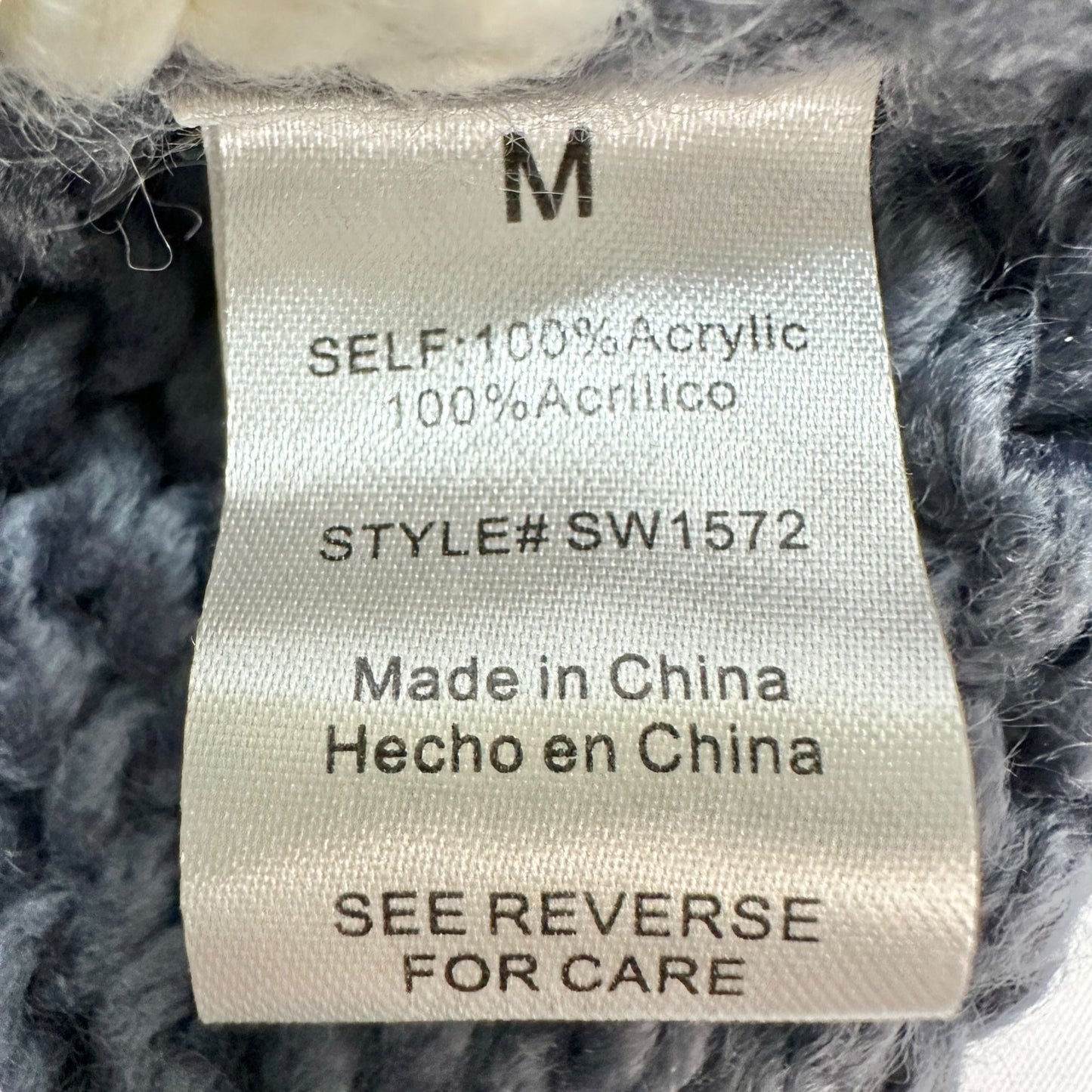 GeeGee Sweater Womens M Oversized Pullover Acrylic Slate Blue and White Knit