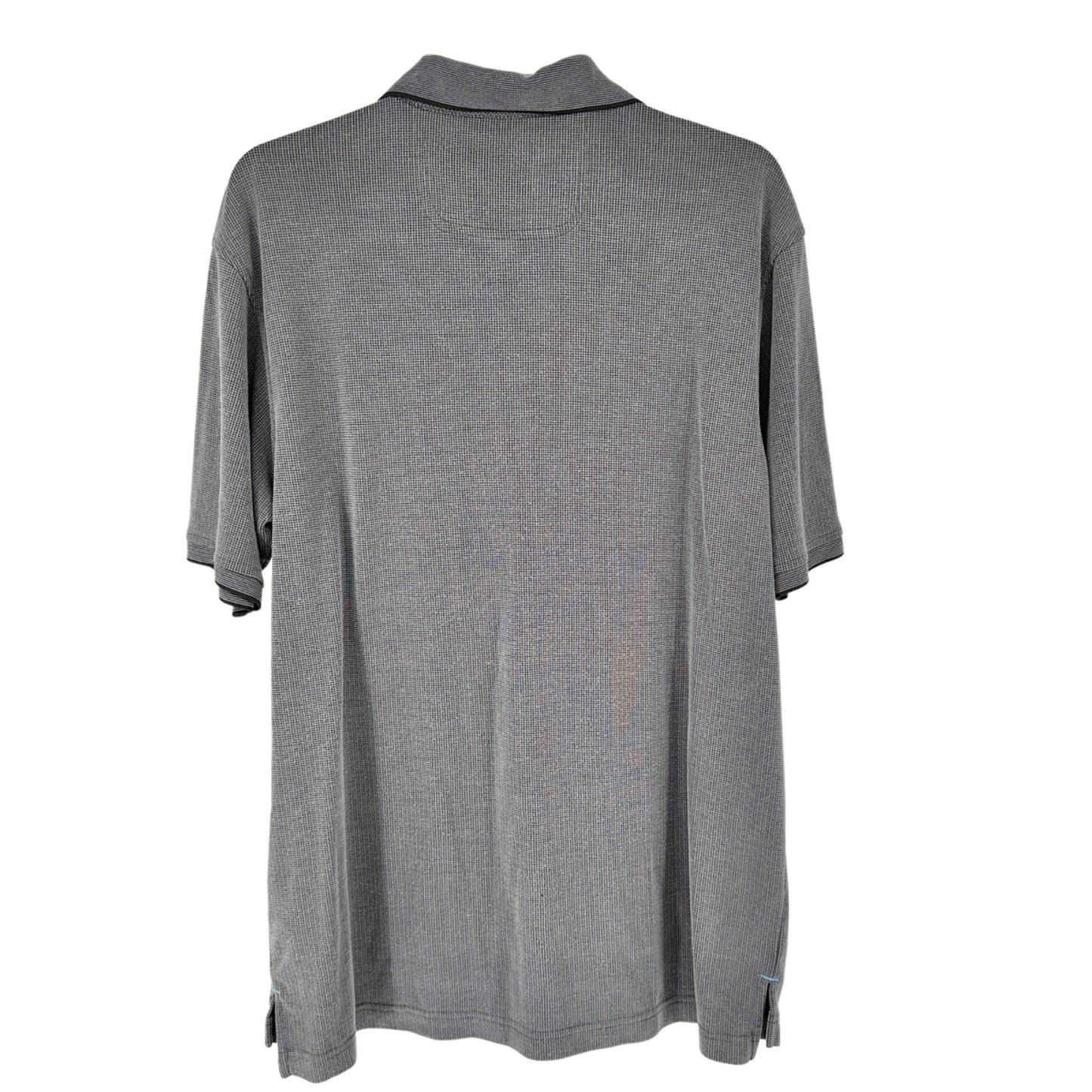 Kirkland Signature Jacquard Polo Shirt Mens L Gray Black Collared Short Sleeve