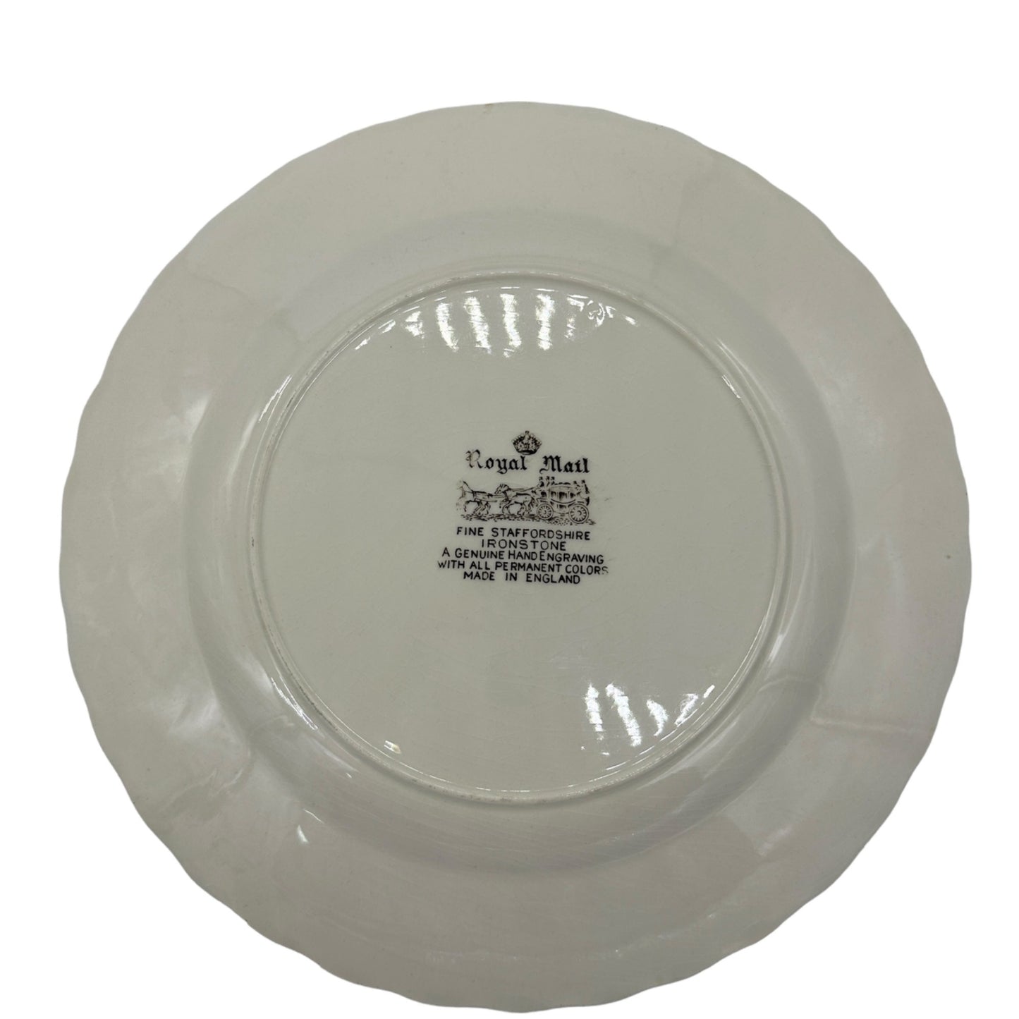 Royal Mail Fine Staffordshire Ironstone Dinner Plate 10 in Hand-Engraved England